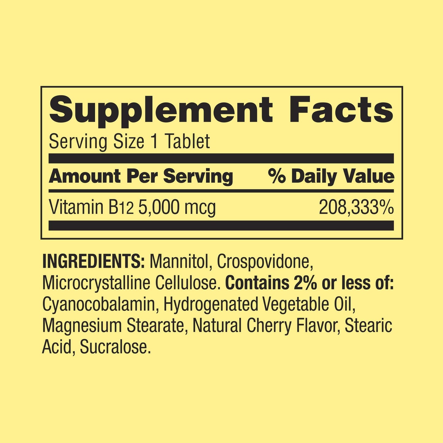 Spring Valley B12 5000mcg Tablet, 300 Count