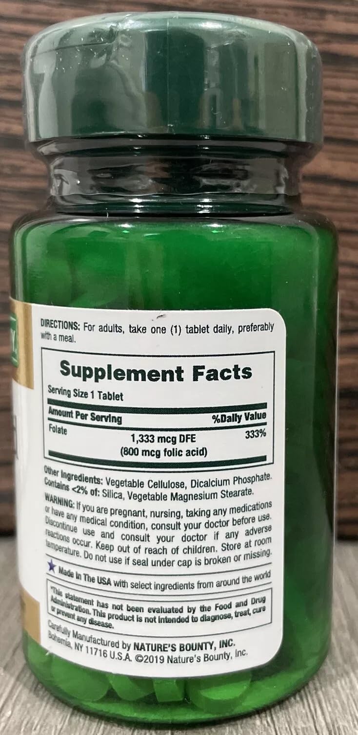Nature's Bounty Folic Acid 800 mcg Tablets, 2250 Count