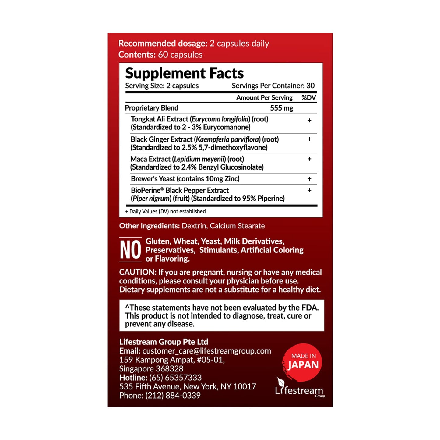 LABO Nutrition MacaMaxima Maca Tongkat Ali Energy Stamina Capsules 60 Capsules
