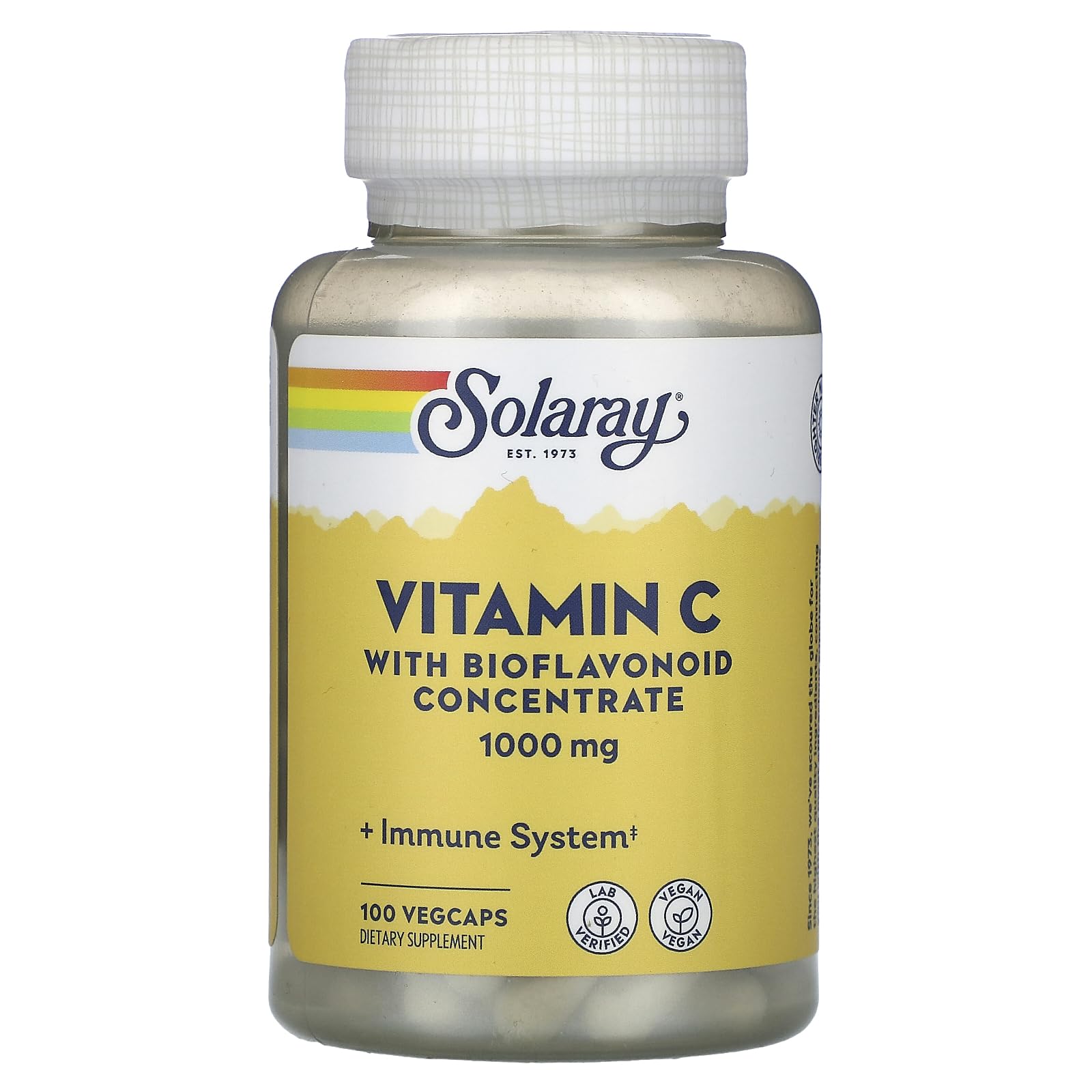 Solaray Vitamin C Supplement with Rose Hips, Acerola, Bioflavonoids VegCap 100