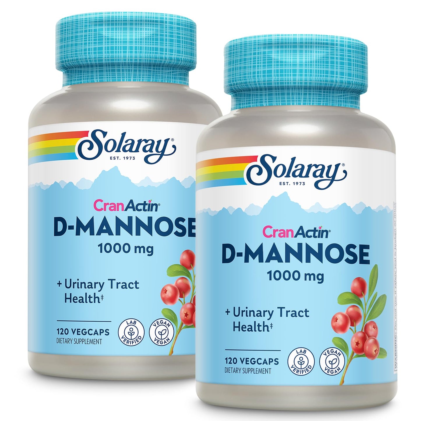 Solaray D-Mannose with CranActin Cranberry Extract 1000mg Capsule, 120 Count