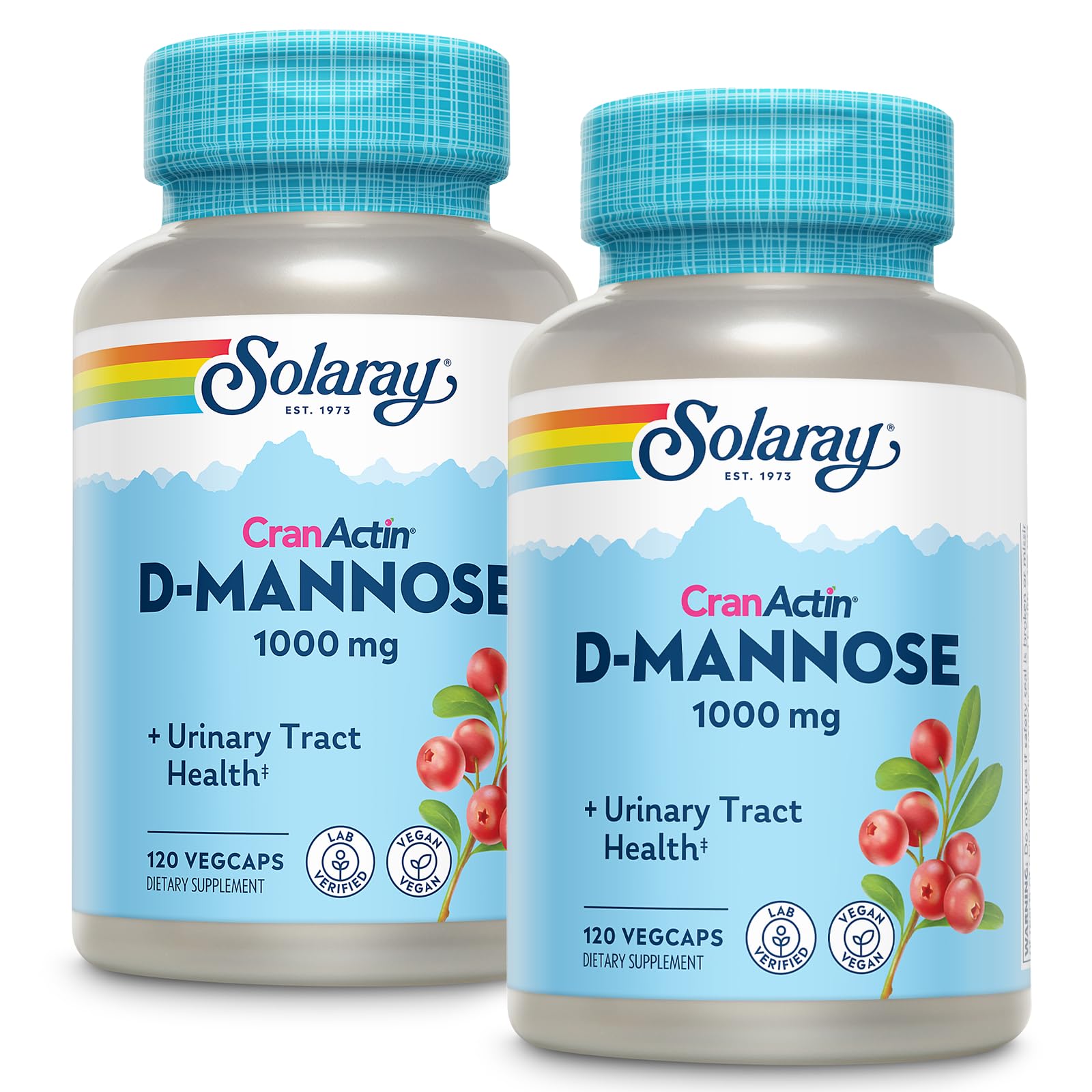 Solaray D-Mannose with CranActin Cranberry Extract 1000mg Capsule, 120 Count