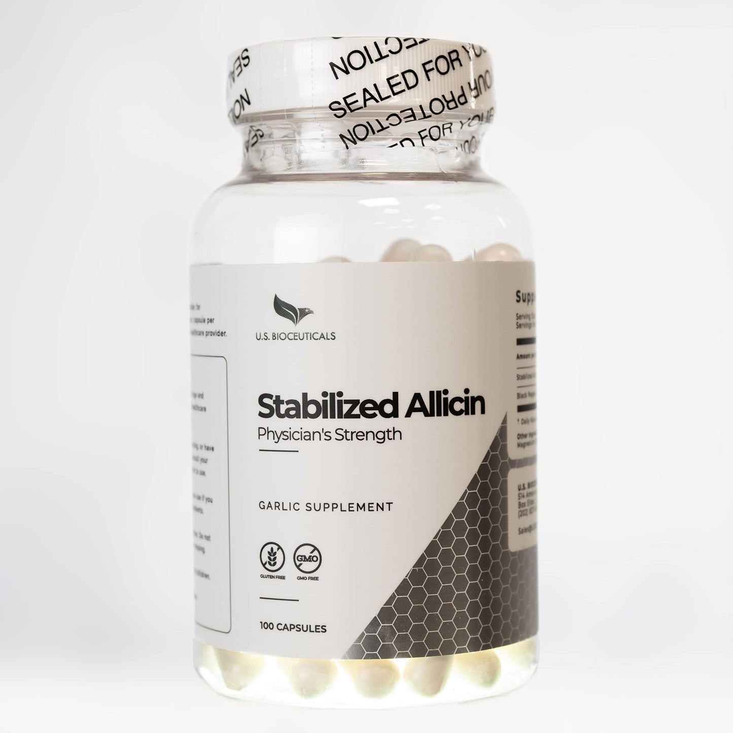 U.S. Bioceuticals Stabilized Allicin (Non-GMO) Capsule, 100 Count