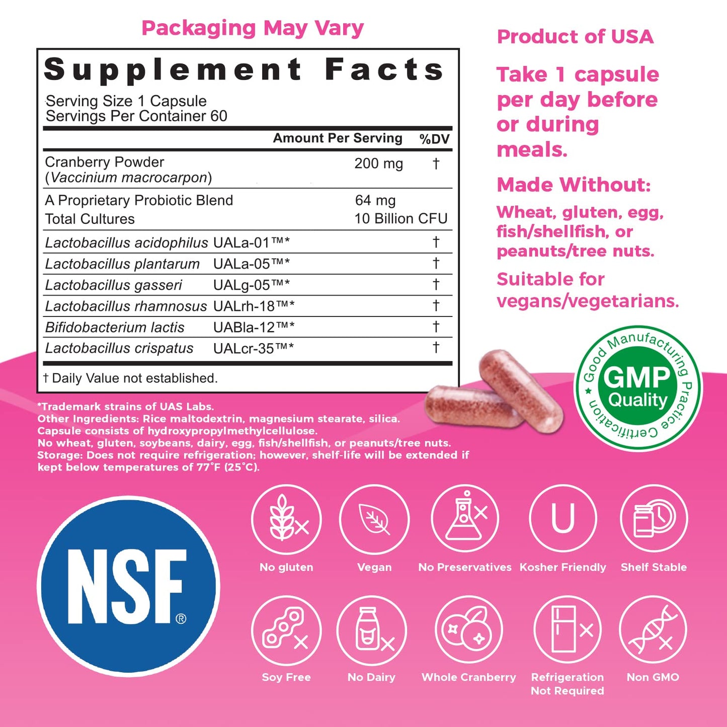 Nutricelebrity NutriFlora-Pro Probiotics for Women Capsules 60 Count