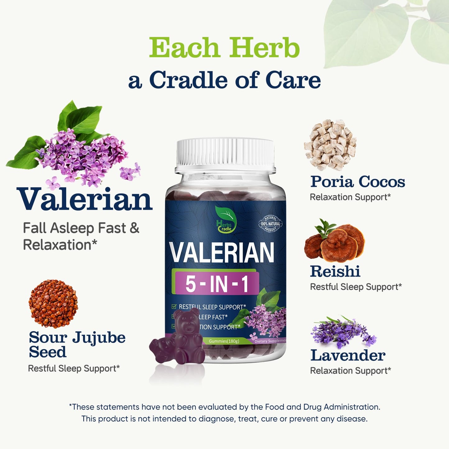 Herbscradle Valerian Root Gummies 60 Count