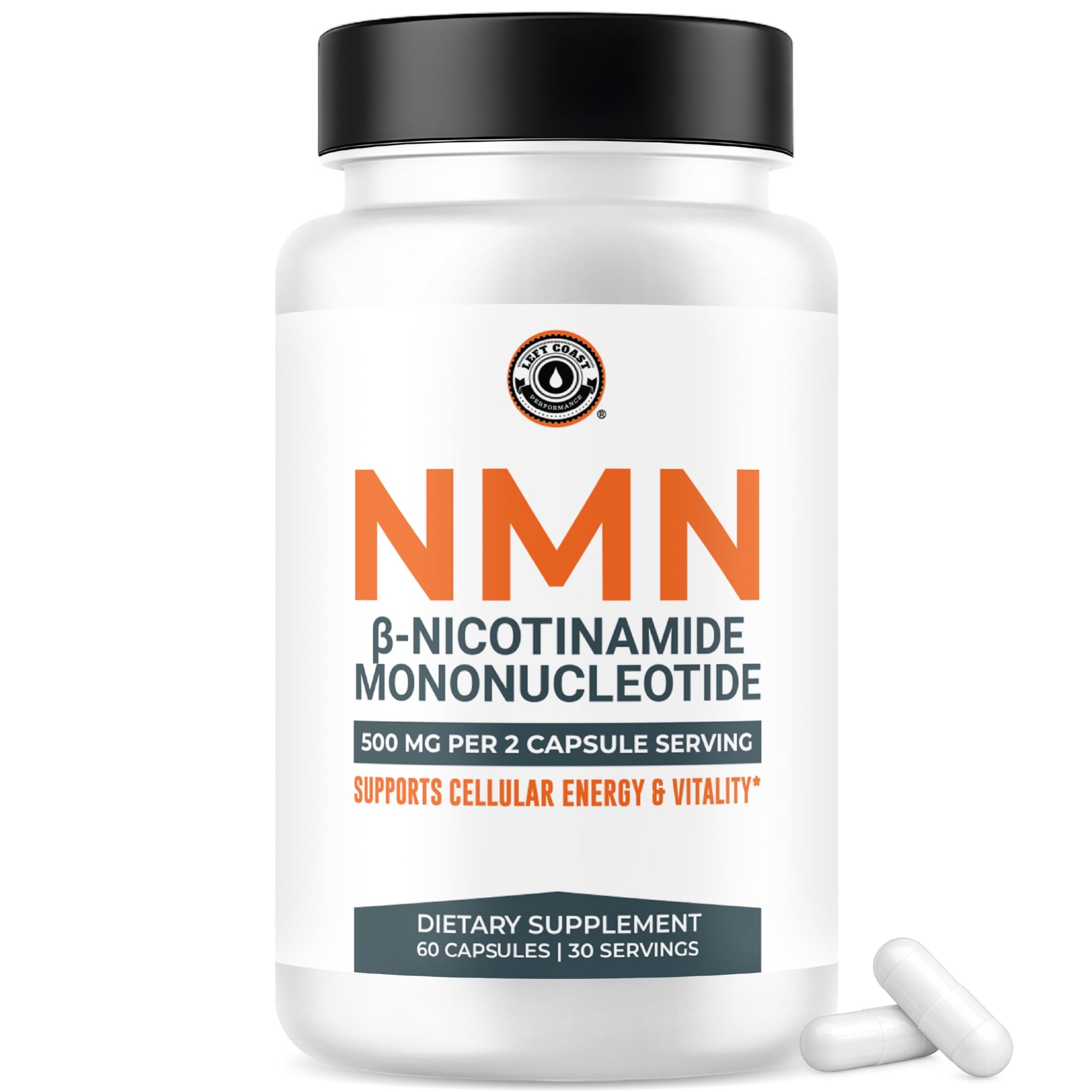 Left Coast Performance NMN Supplement 500mg for NAD+ Support Capsule, 60 Count