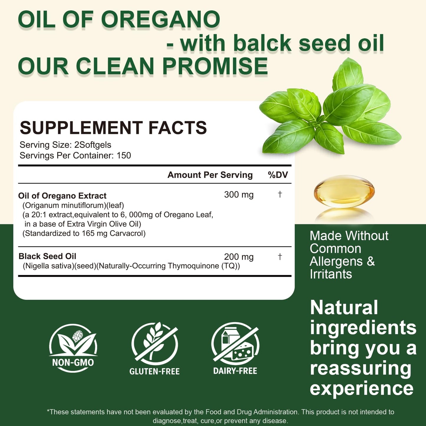 Satnkemi Oil of Oregano with Black Seed Oil Softgels, 300 Softgels