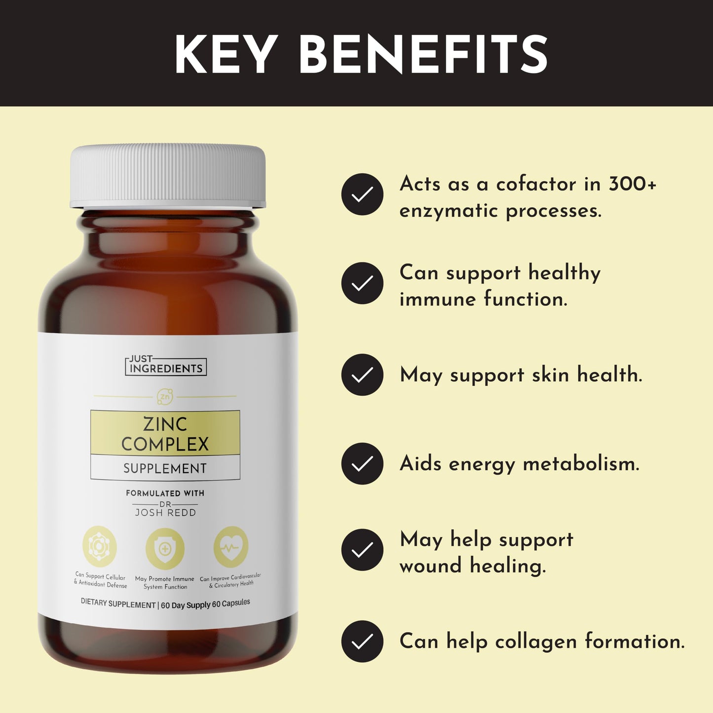 Just Ingredients Zinc Complex Capsule, 60 Count