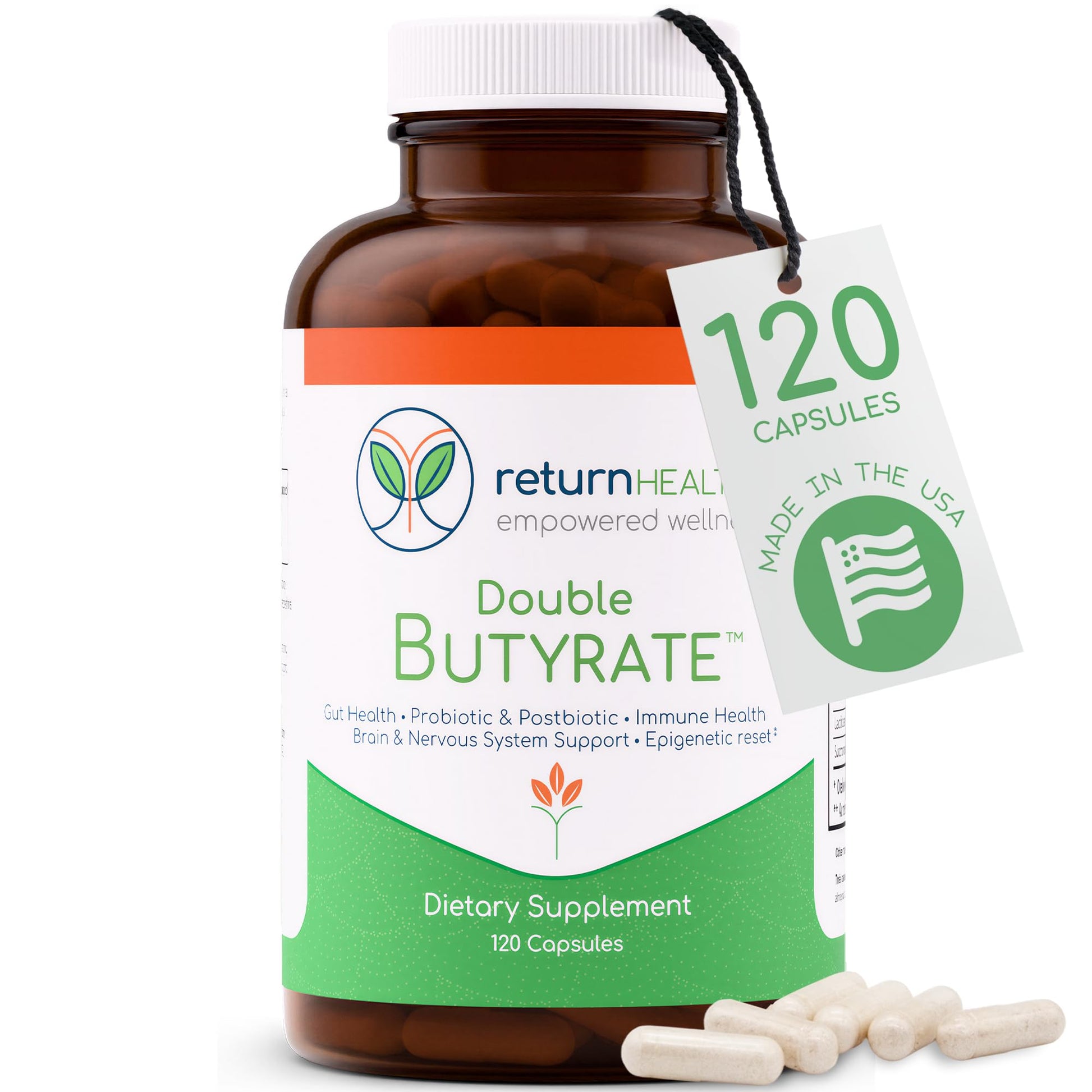 Return Healthy Double Butyrate Gut Health Supplement 120 Capsules