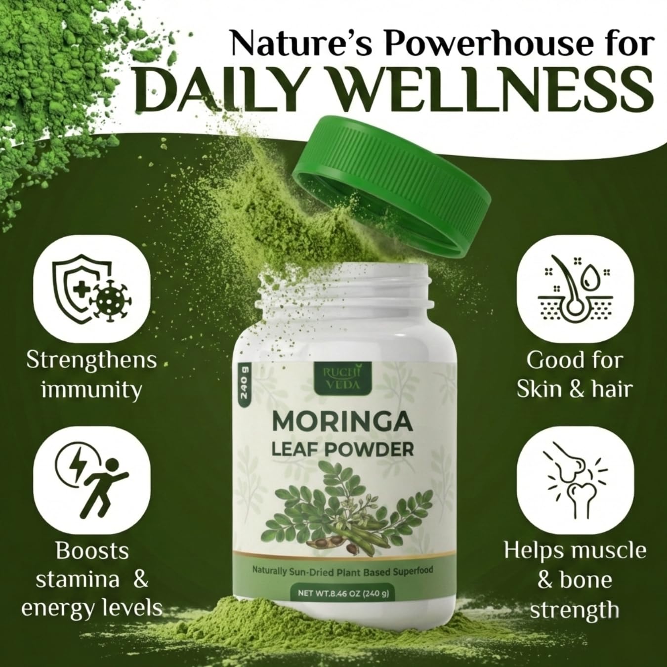 Ruchi Veda Moringa Leaf Powder 8.46 oz