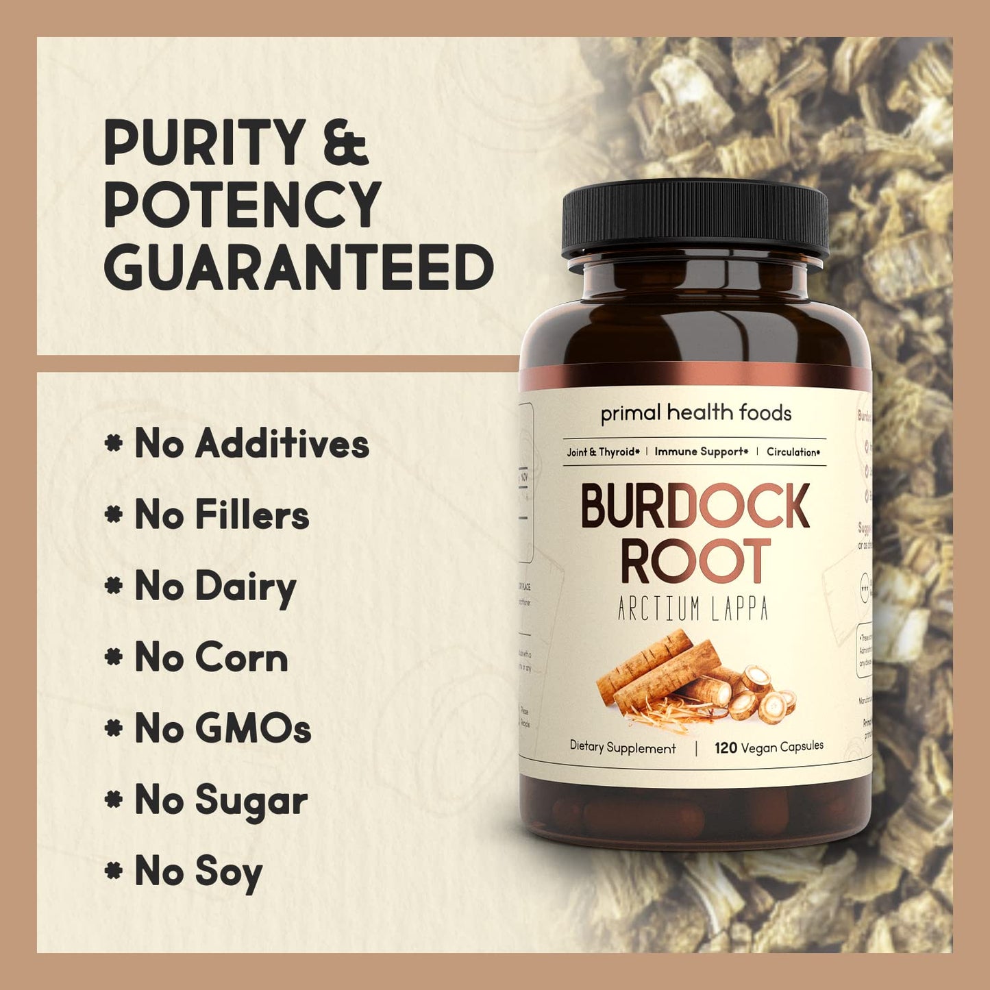 Primal Health Foods Organic Burdock Root Capsules 1000 mg, 120 Count
