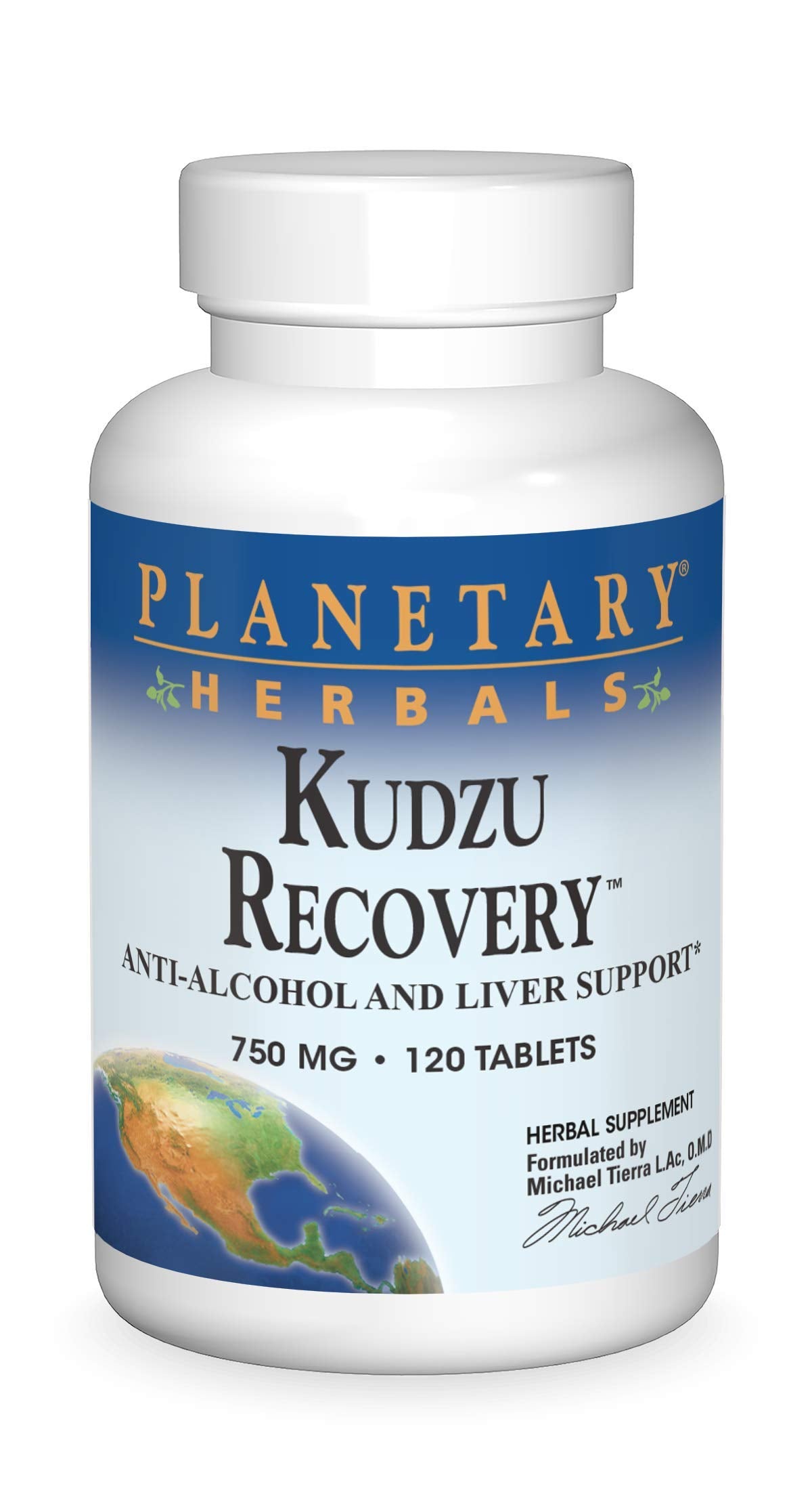 Planetary Herbals Kudzu Recovery 750 mg Anti-Alcohol and Liver Support Tablets 120 Count