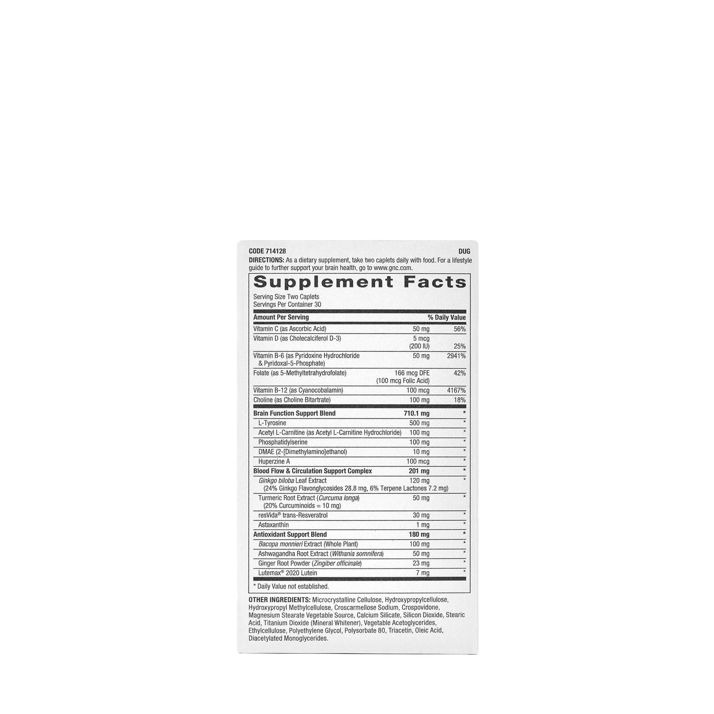 GNC Brain Health Formula Caplets, 60 Count