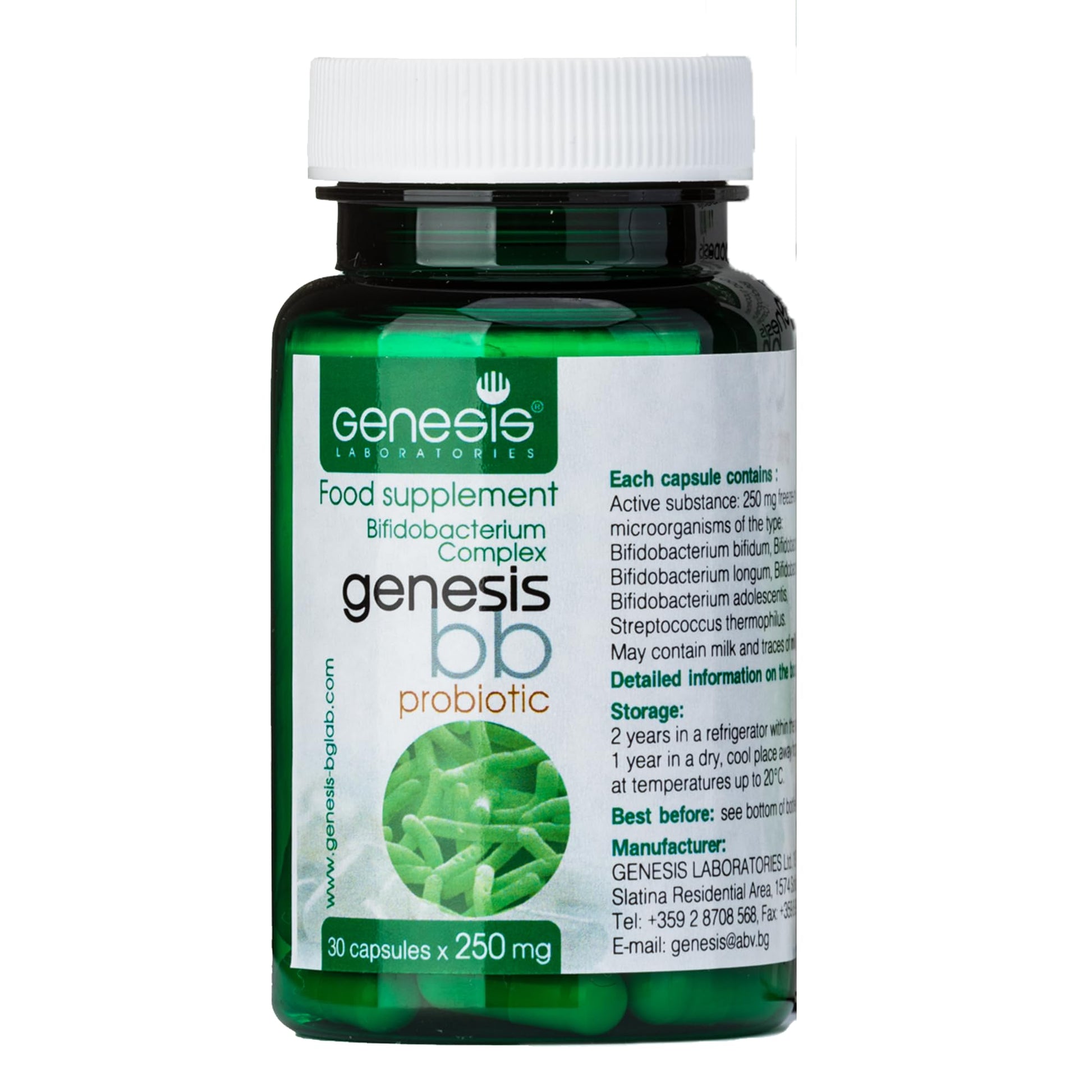 Genesis LABORATORIES Bifidobacterium Complex BB Probiotic Capsules, 30 Count