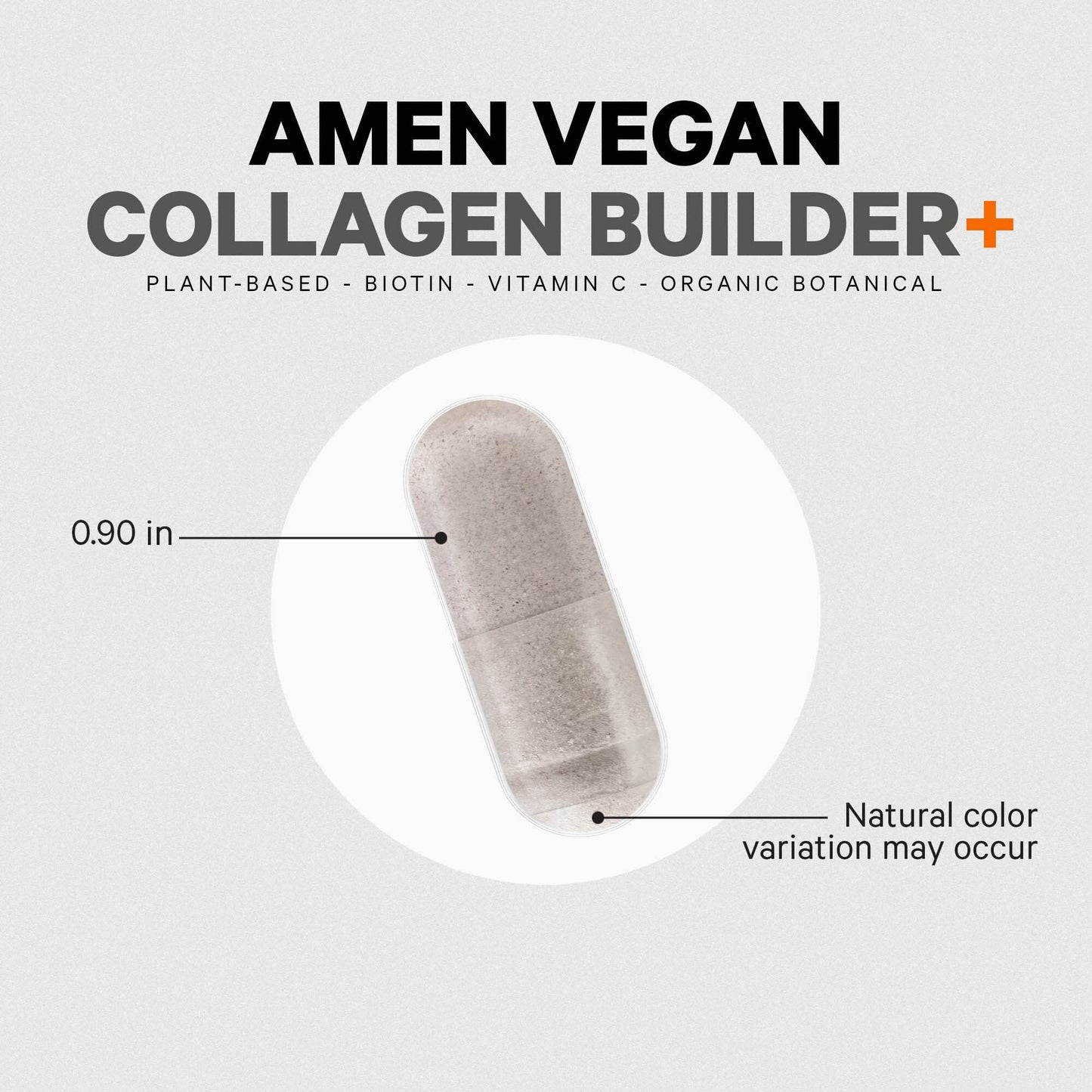 Amen Plant-Based Vegan Collagen Builder Supplement Capsules, 30 Capsules