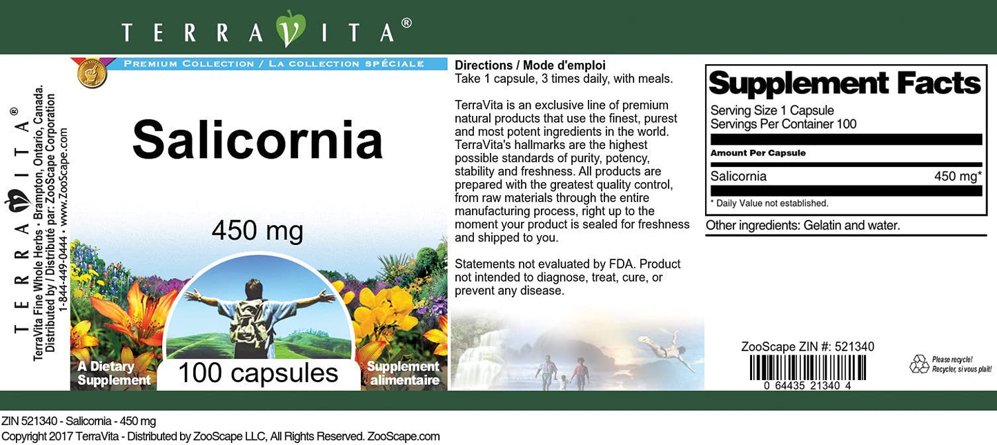 Terravita Salicornia 450 mg Capsule, 100 Count
