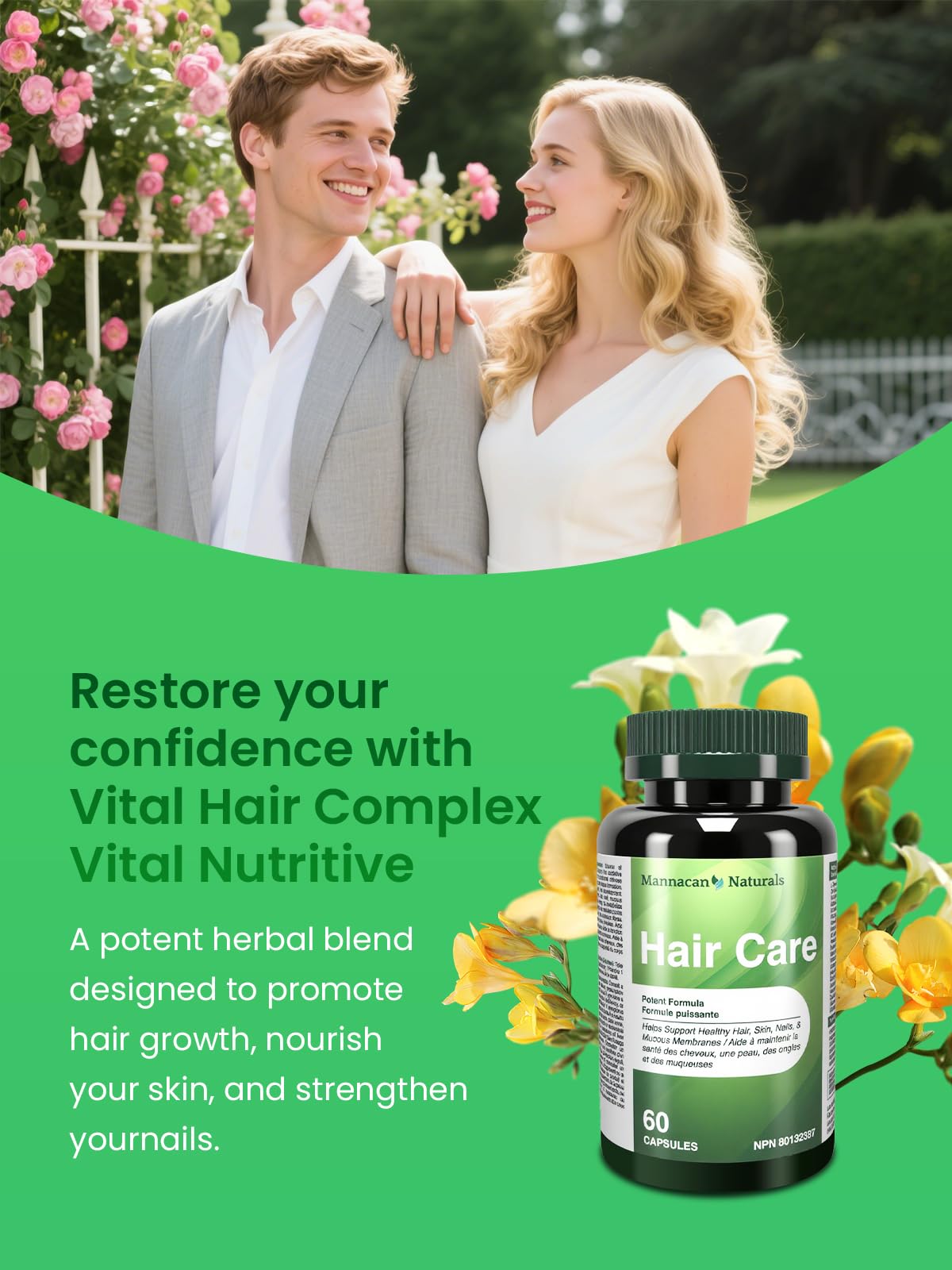 MANNACAN NATURALS Hair Growth Vitamins Capsules, 60 Capsules