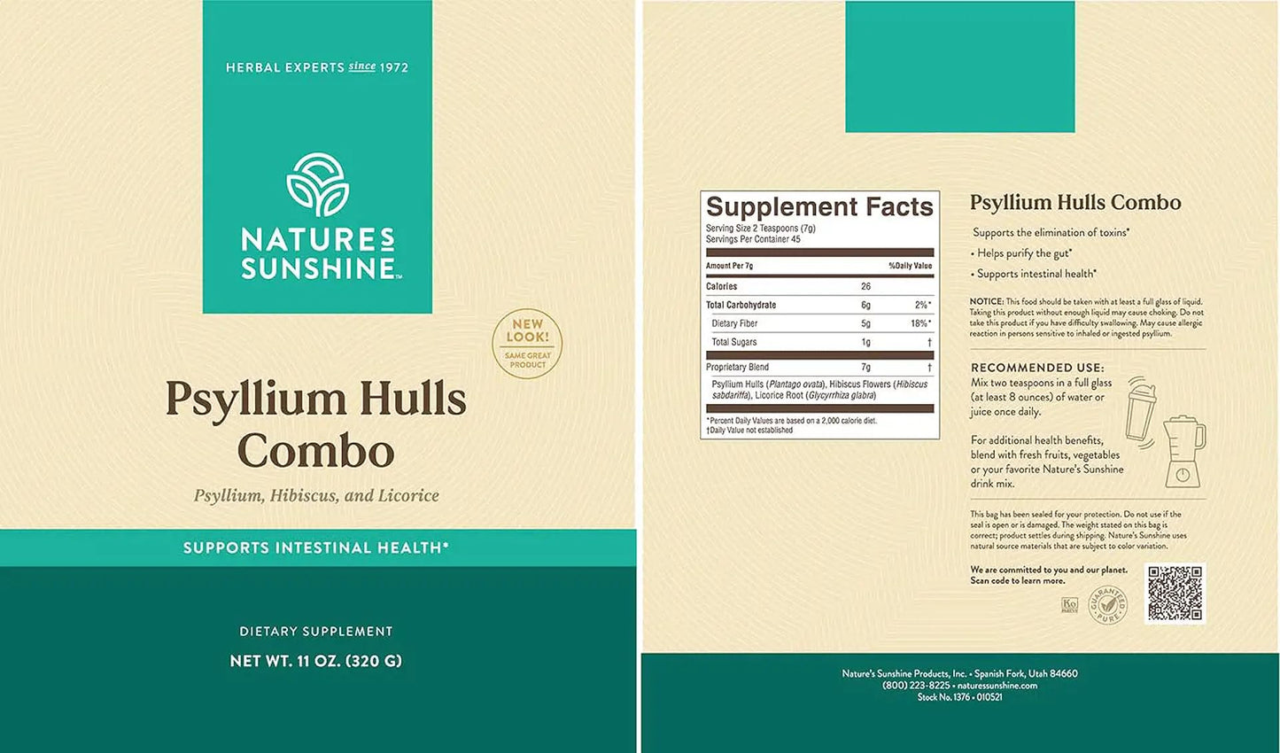 Nature's Sunshine Psyllium Hulls Combination Powder 11 Oz