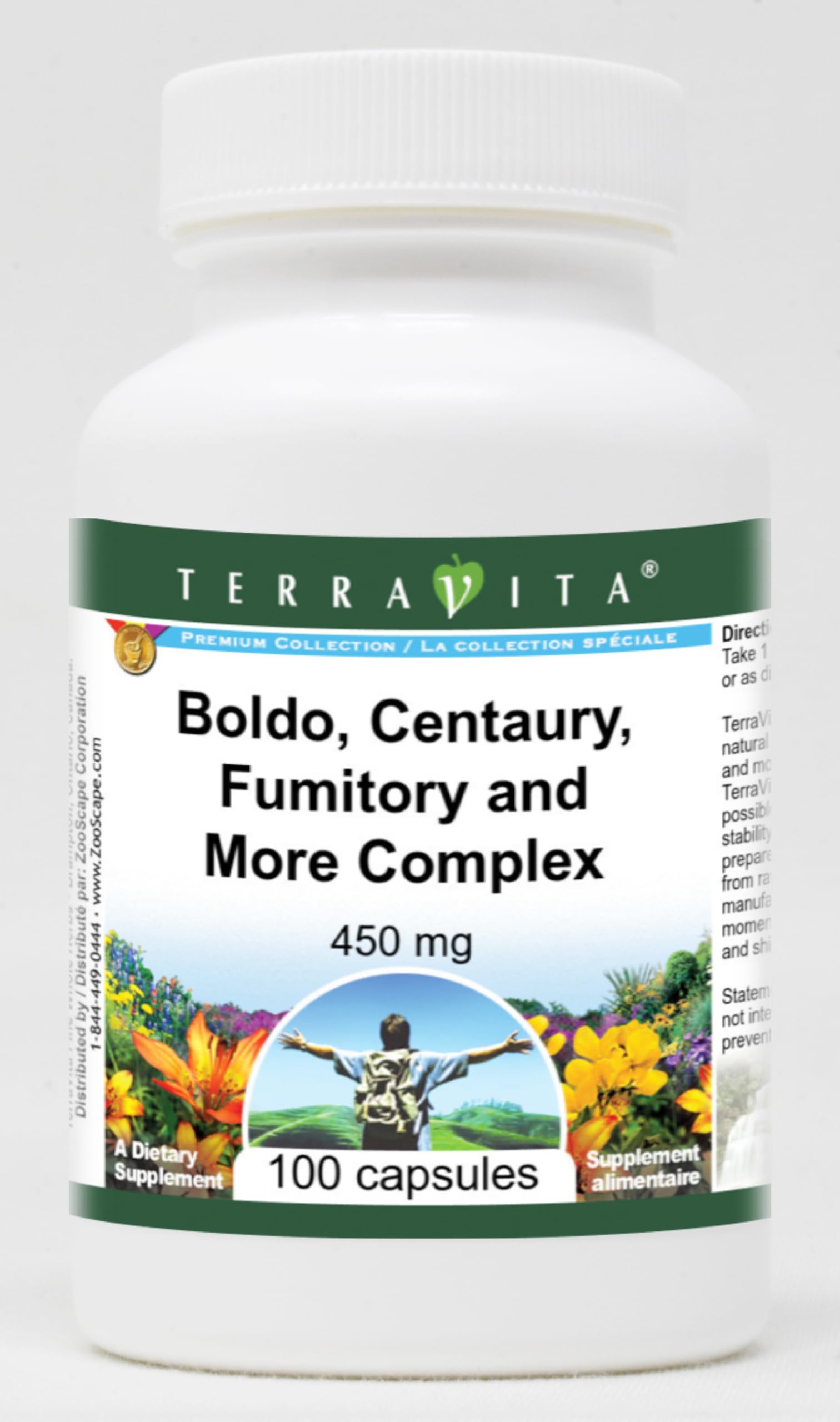 Terravita Cholesterol Maintenance Complex - Boldo, Centaury, Fumitory and More - 450 mg, 100 Capsules