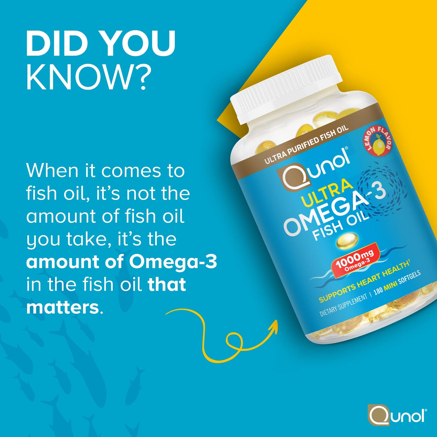 Qunol Fish Oil Omega-3 Mini Softgels 180 Count