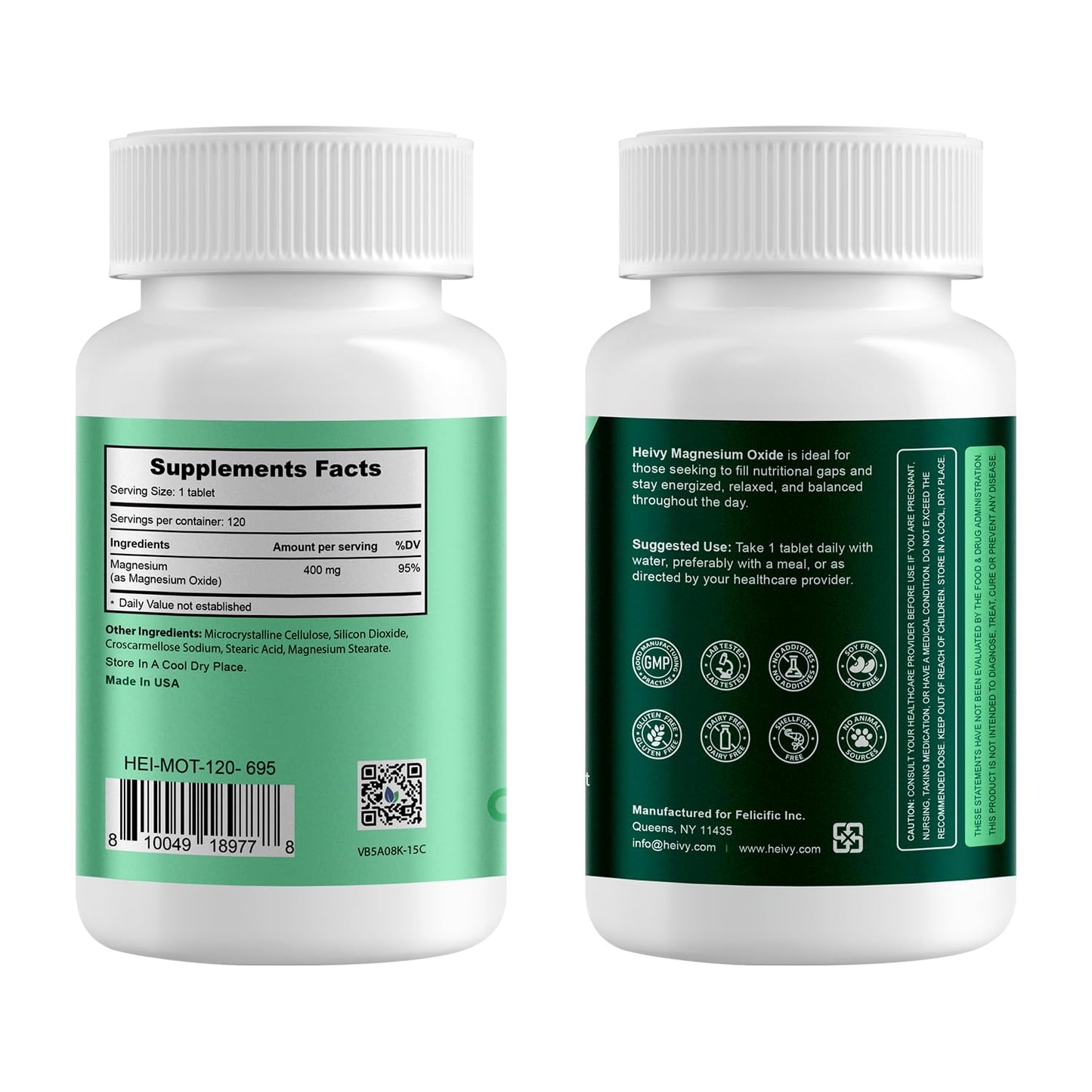 Heivy Magnesium Oxide 400mg Tablets, 120 Tablets