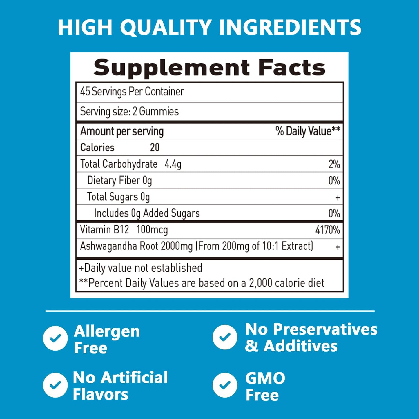 Suiyilary Ashwagandha High Strength Root Extract with Vitamin B12 Gummies 180 Gummies