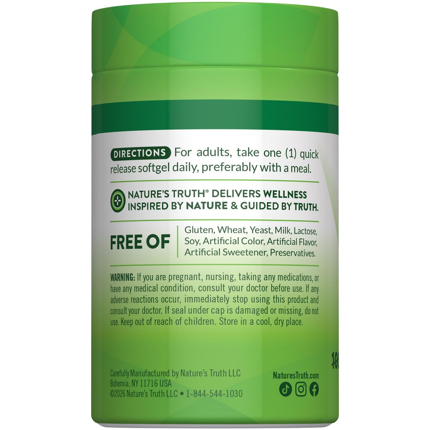 Nature's Truth Vitamin D3 2000 IU Softgels, 150 Count