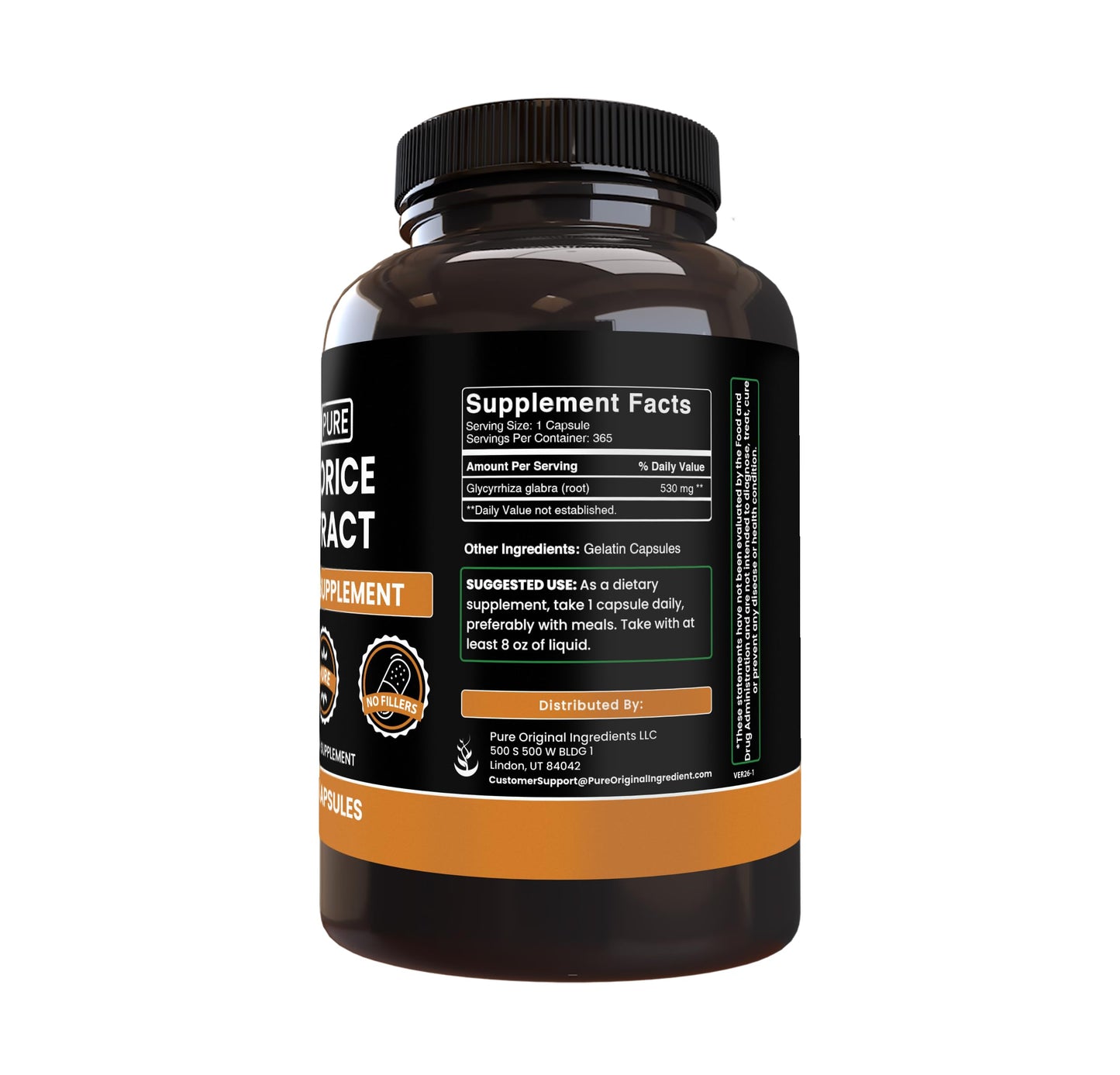 Pure Original Ingredients Licorice Extract Capsules, 365 Count