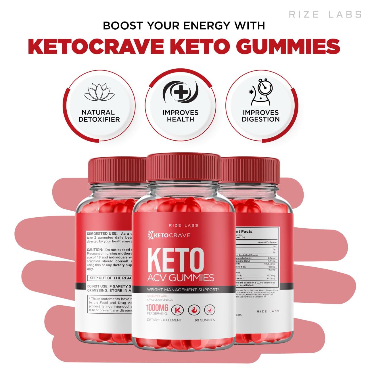 rize labs Keto Crave Keto ACV Gummy 60 Count
