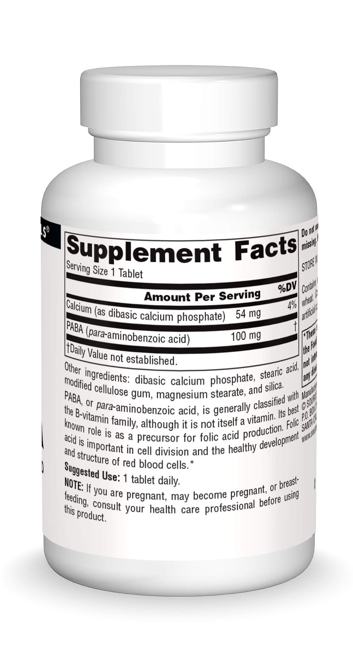 Source Naturals PABA (para-Amino Benzoic Acid) 100 mg Dietary Supplement Tablet, 250 Tablets