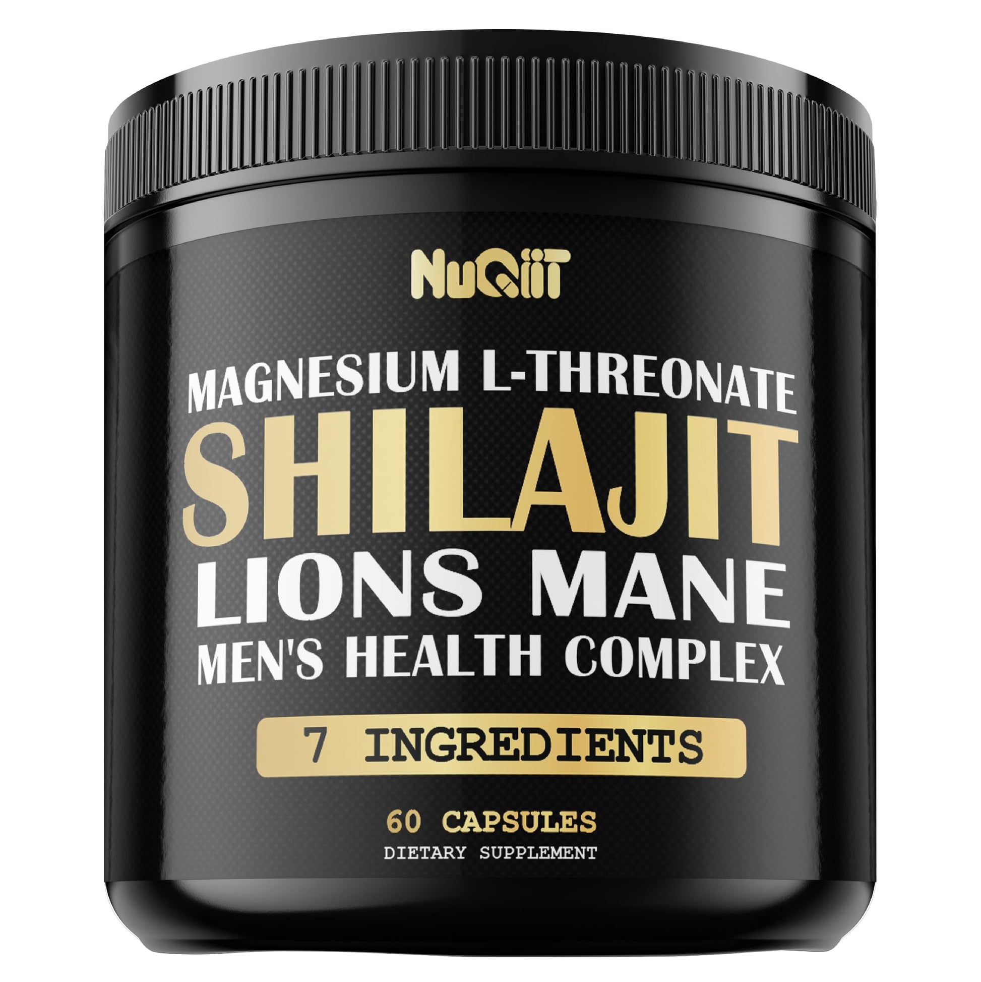 NUQIIT Shilajit Pure Himalayan Organic with Magnesium, Lions Mane, and Men Health Complex as Ashwagandha, Maca Root & More Capsules, 60 Count