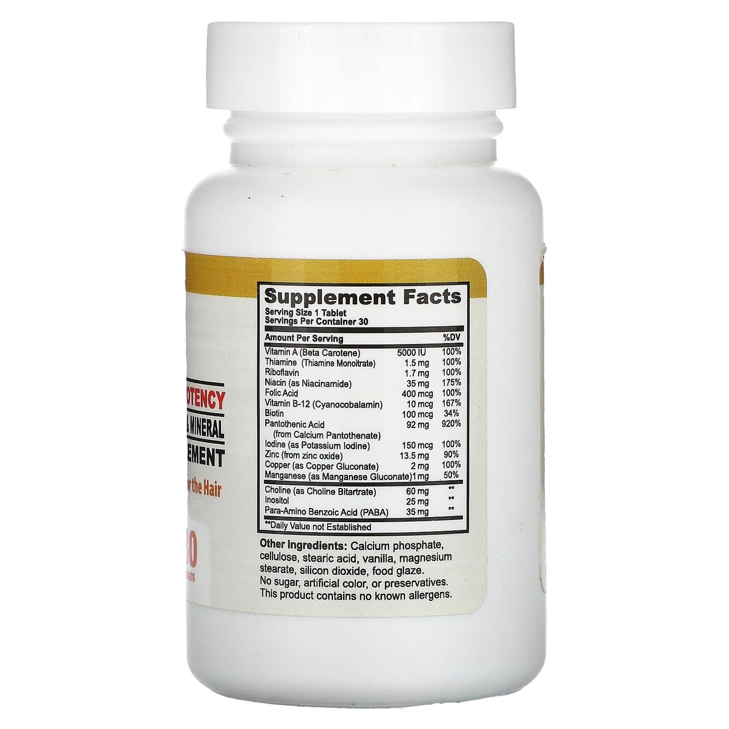 California Natural Hair High Potency 30 Tablets