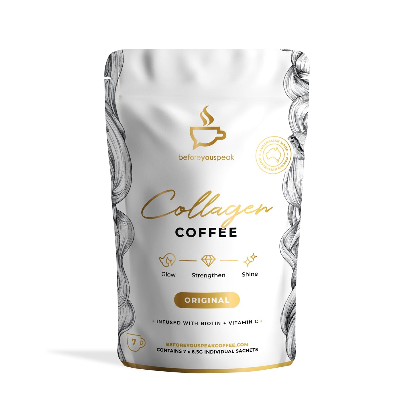 Beforeyouspeak Original Collagen Coffee, Marine Collagen Powder, 1.61