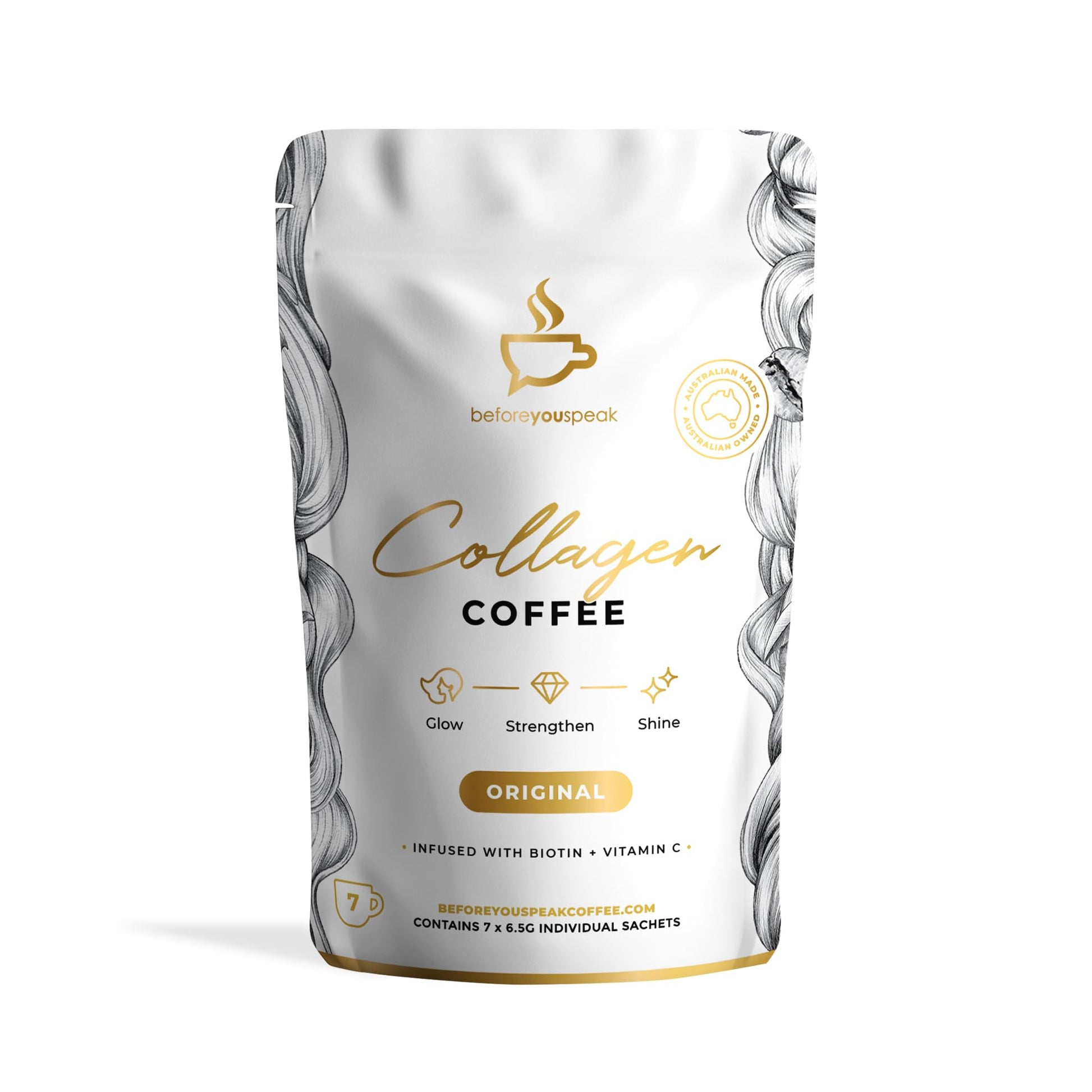 Beforeyouspeak Original Collagen Coffee, Marine Collagen Powder, 1.61