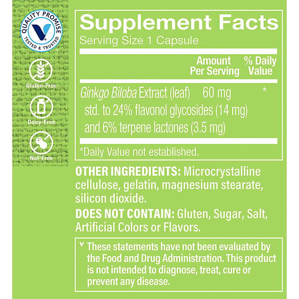 The Vitamin Shoppe Ginkgo Biloba 60MG Capsules 120 Count
