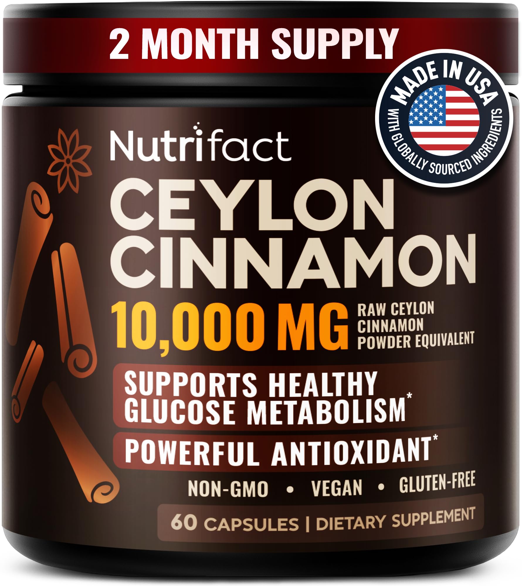 NutriFact Ceylon Cinnamon 500mg Capsules 60 Count