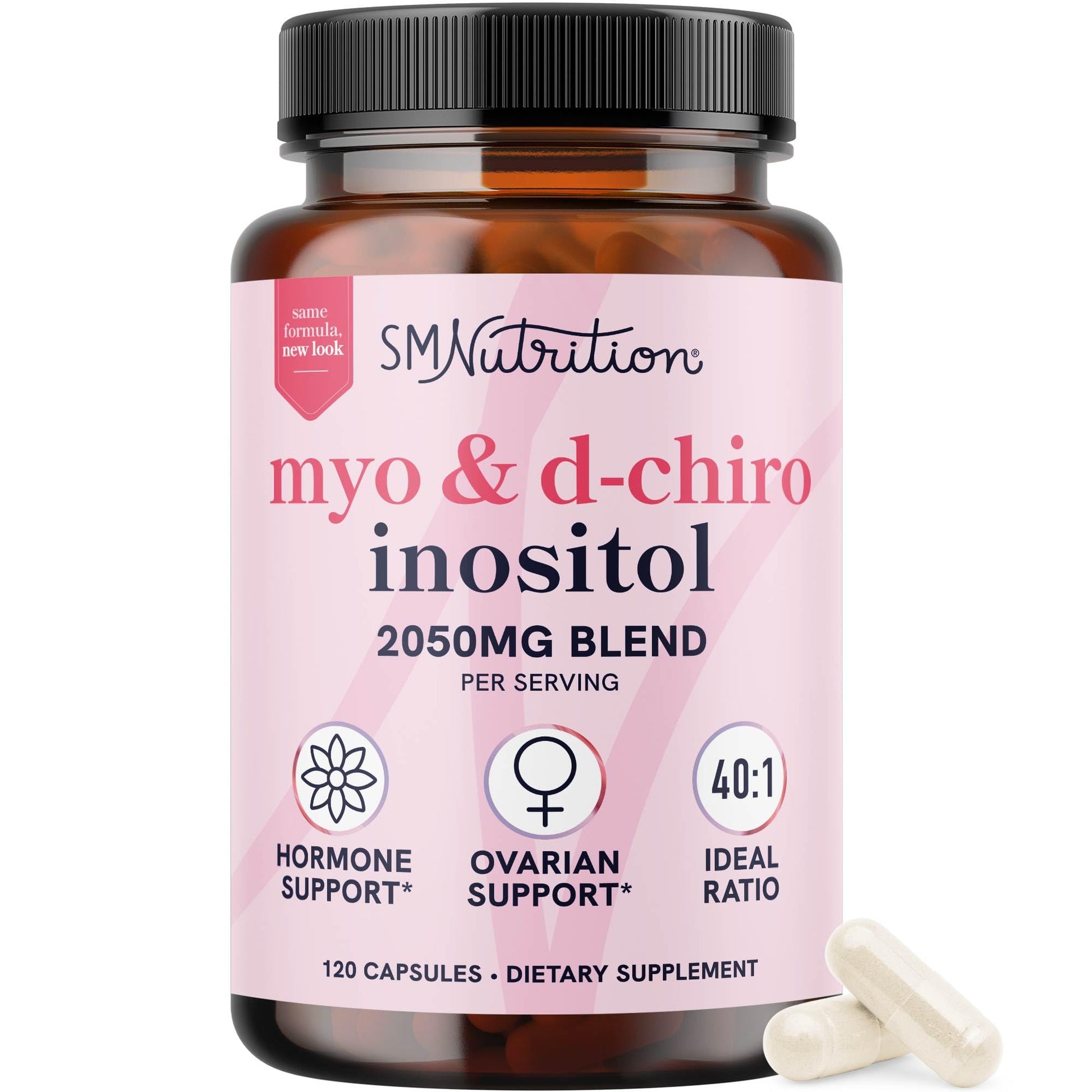 SMNutrition Myo-Inositol & D-Chiro Inositol for Hormone Balance, 40:1 Ratio, 120 Capsules