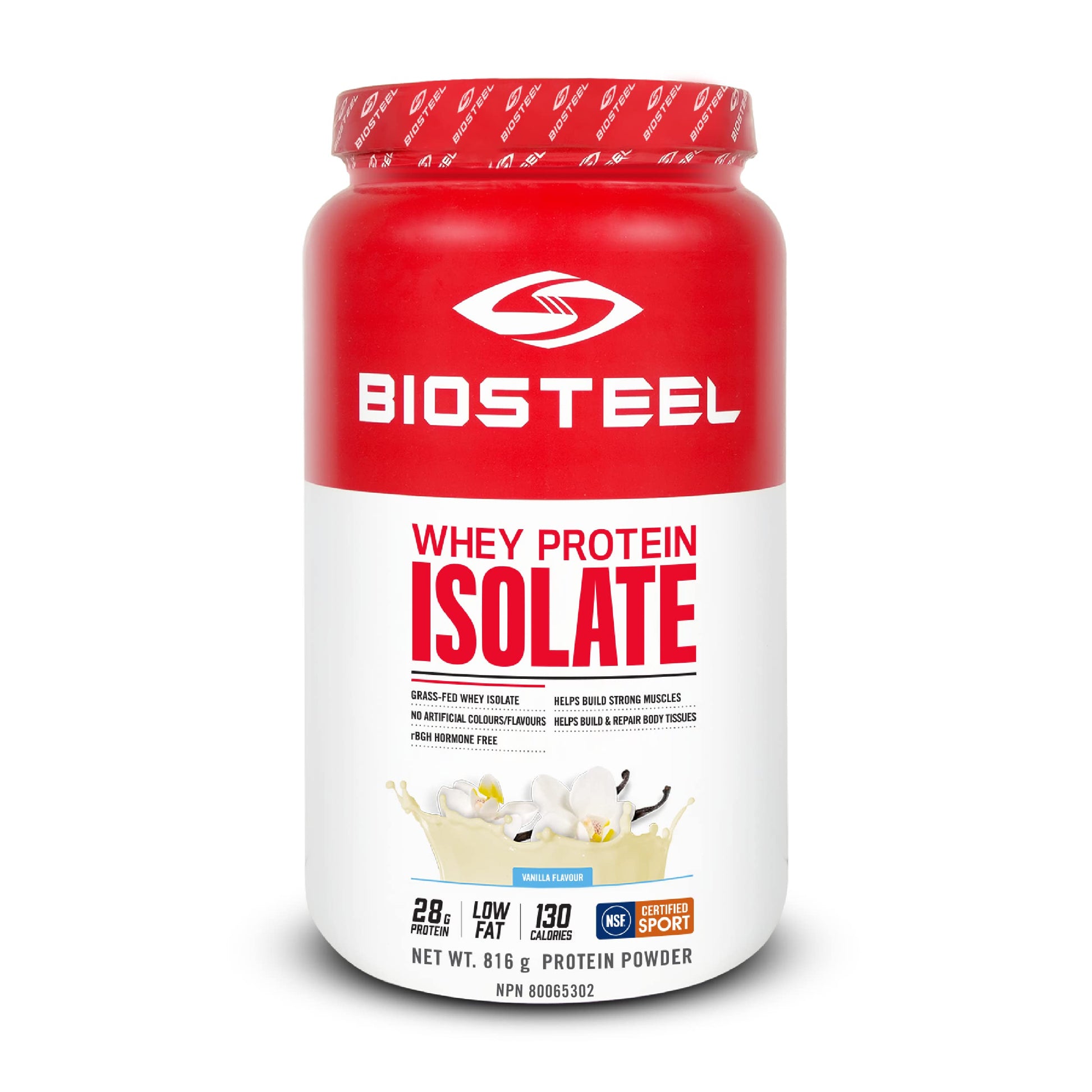 BIOSTEEL Protein Whey Isolate Vanilla Powder, 1.8 Pound