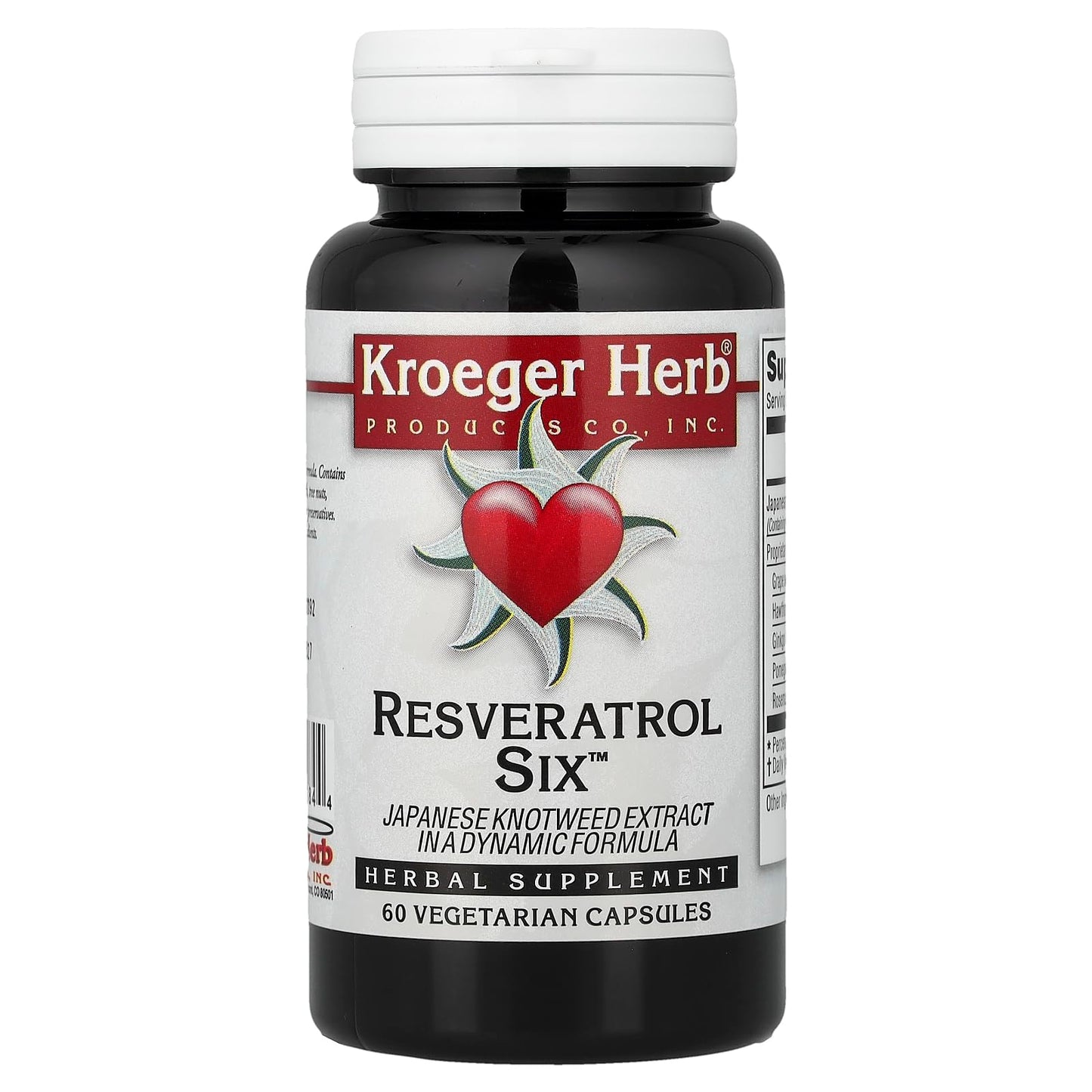Kroeger Herb Products Resveratrol Six Herbal Capsules, 60 Count