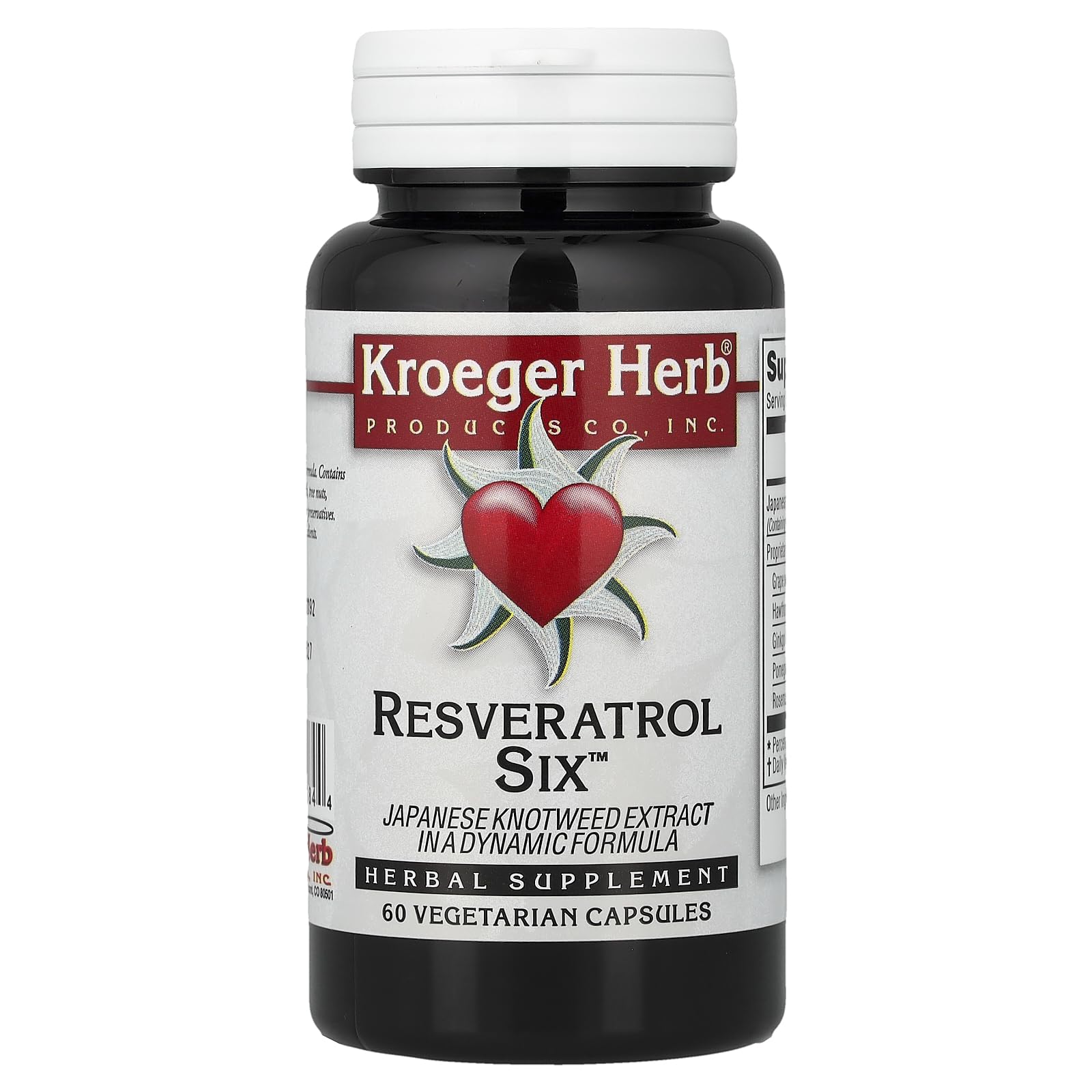 Kroeger Herb Products Resveratrol Six Herbal Capsules, 60 Count
