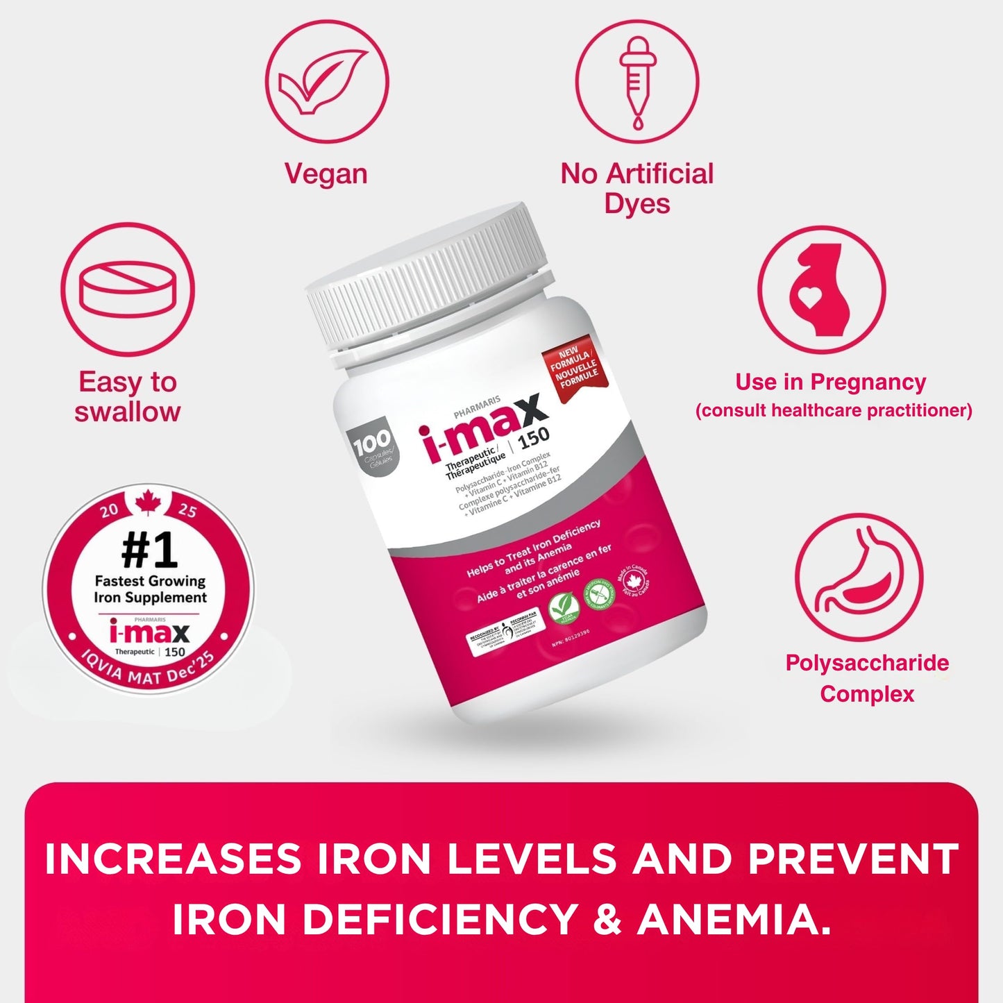 Pharmaris i-max Iron Supplement Tablet, 100 Tablets
