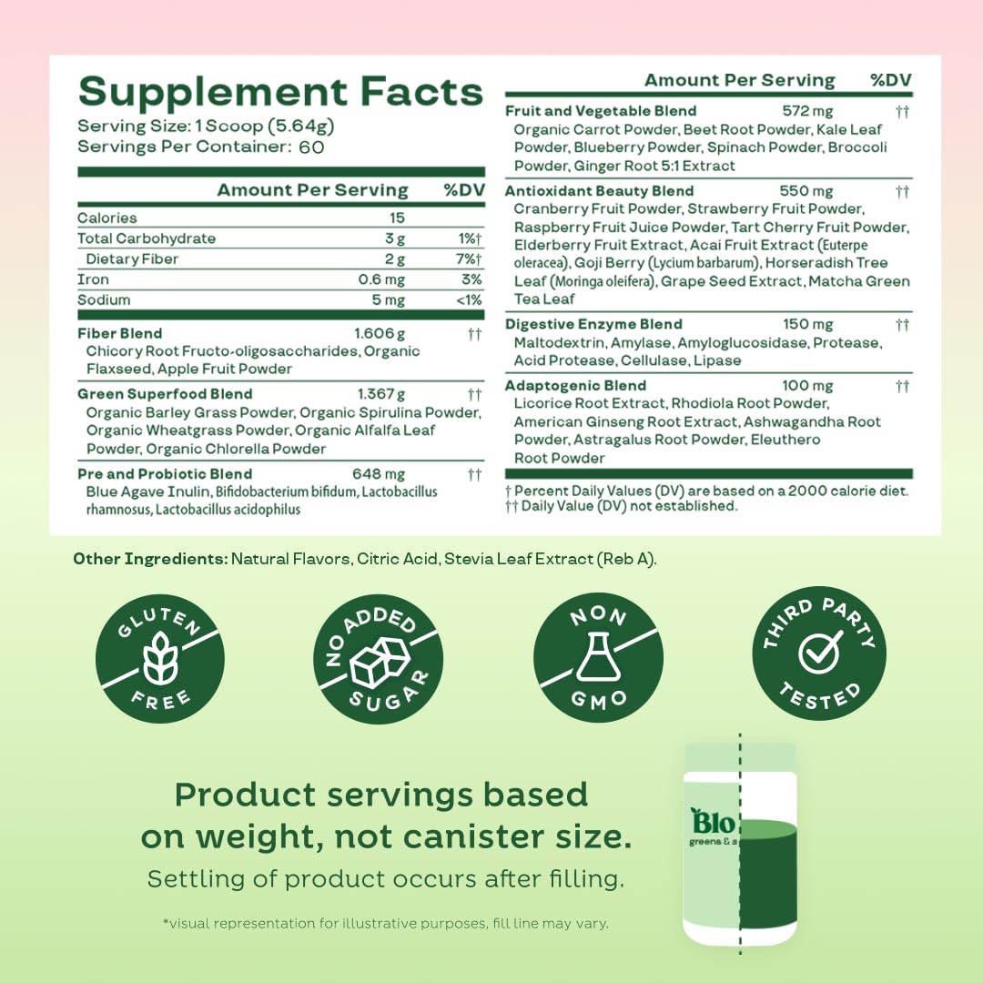 Bloom Nutrition Superfood Greens Powder, 60 Servings