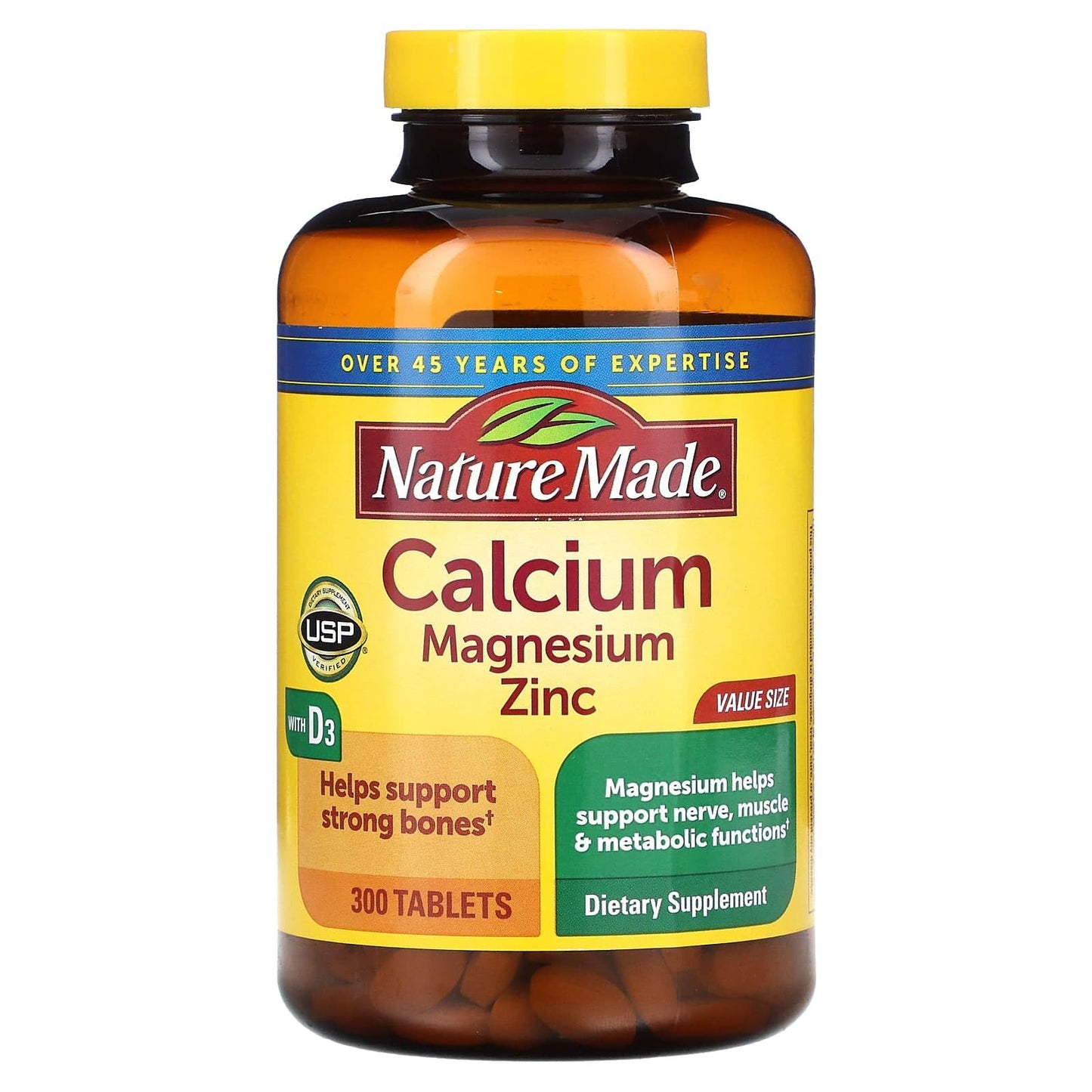 Nature Made Calcium, Magnesium Oxide, Zinc with Vitamin D3 Tablets 300 Count