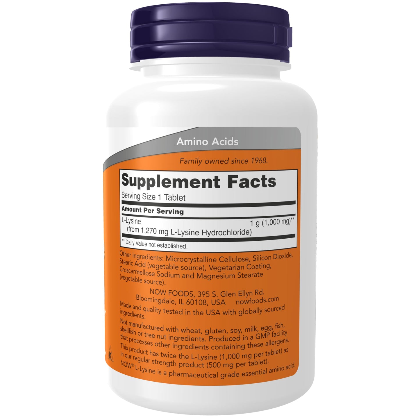 NOW Foods L-Lysine Hydrochloride 1000 mg Tablet, 100 Tablets