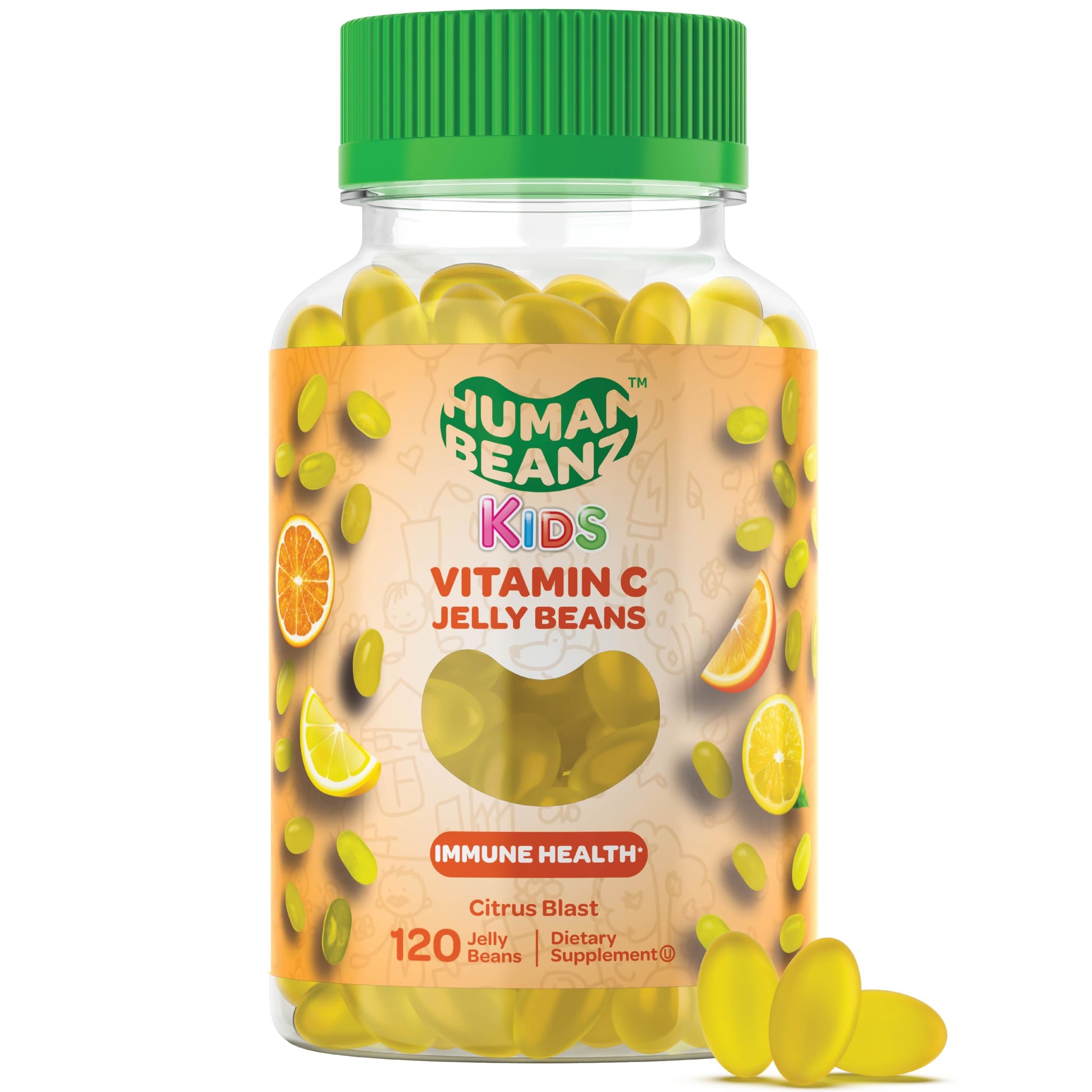 Human Beanz Vitamin C Jelly Bean Gummies for Kids, Gummy, 120 Count