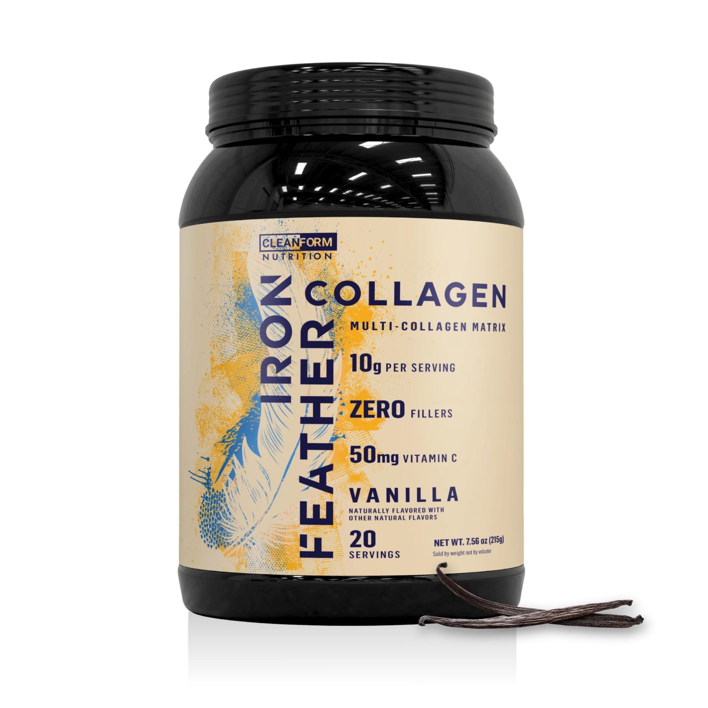 CleanForm Nutrition Iron Feather Collagen Vanilla Powder 10.32 oz