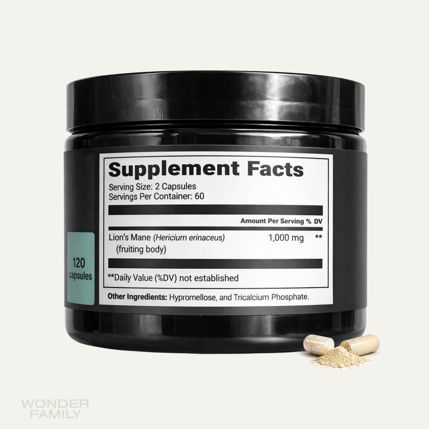 WONDER FAMILY Lion’s Mane Supplement 1000mg Capsules, 120 Capsules