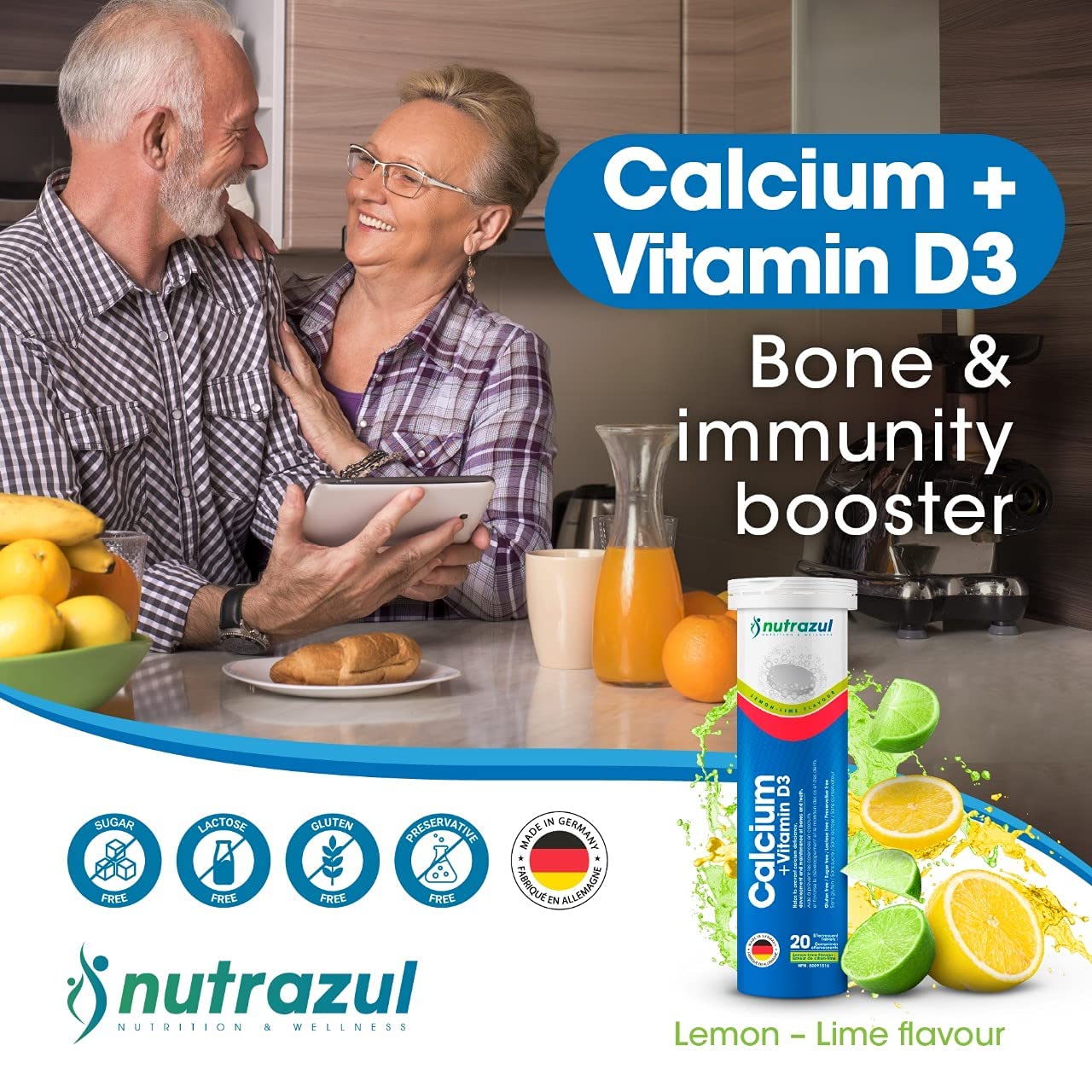 Nutrazul Calcium + Vitamin D3 Effervescent Tablet 20 Count