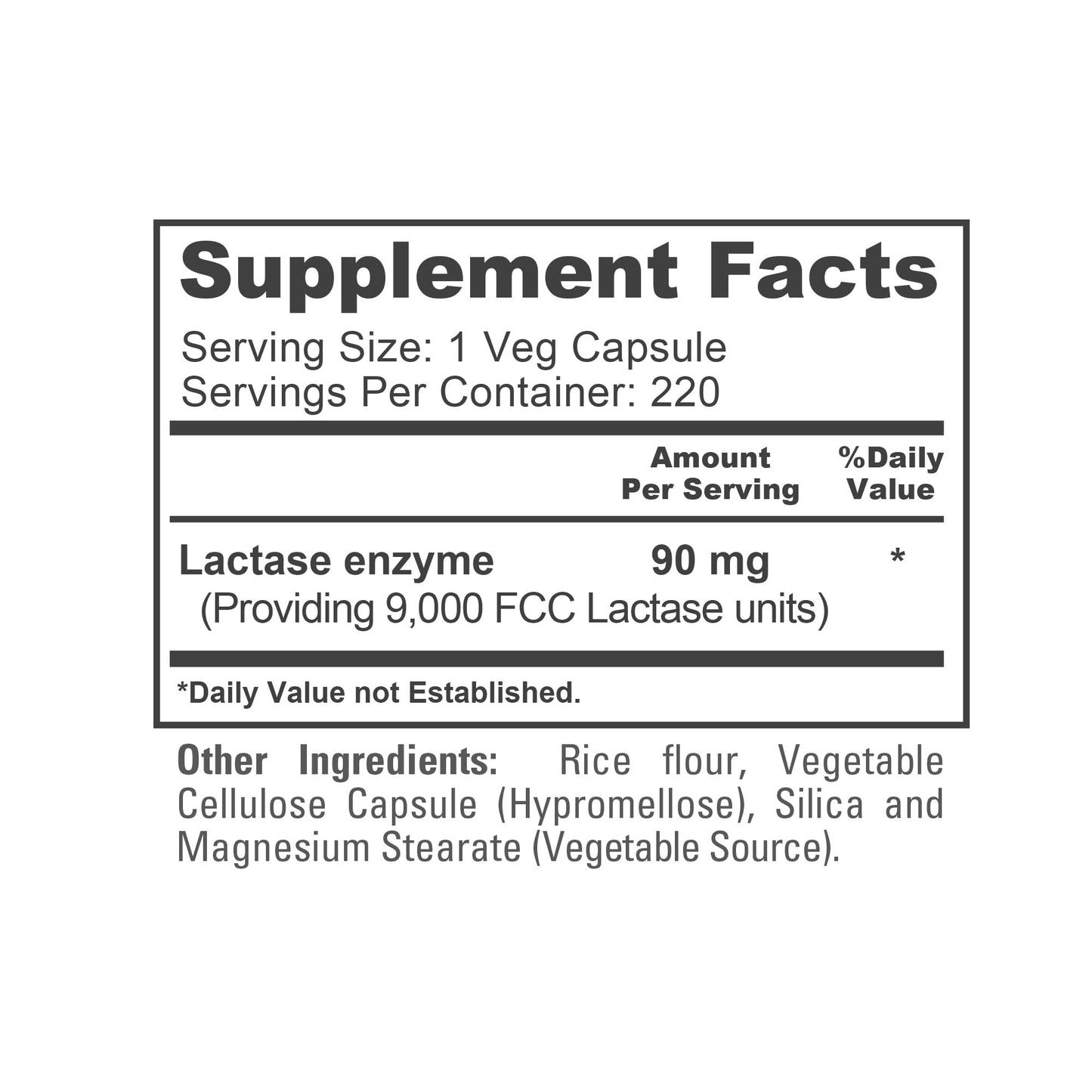 NusaPure Lactase Enzyme 9000 FCC Capsule, 220 Count