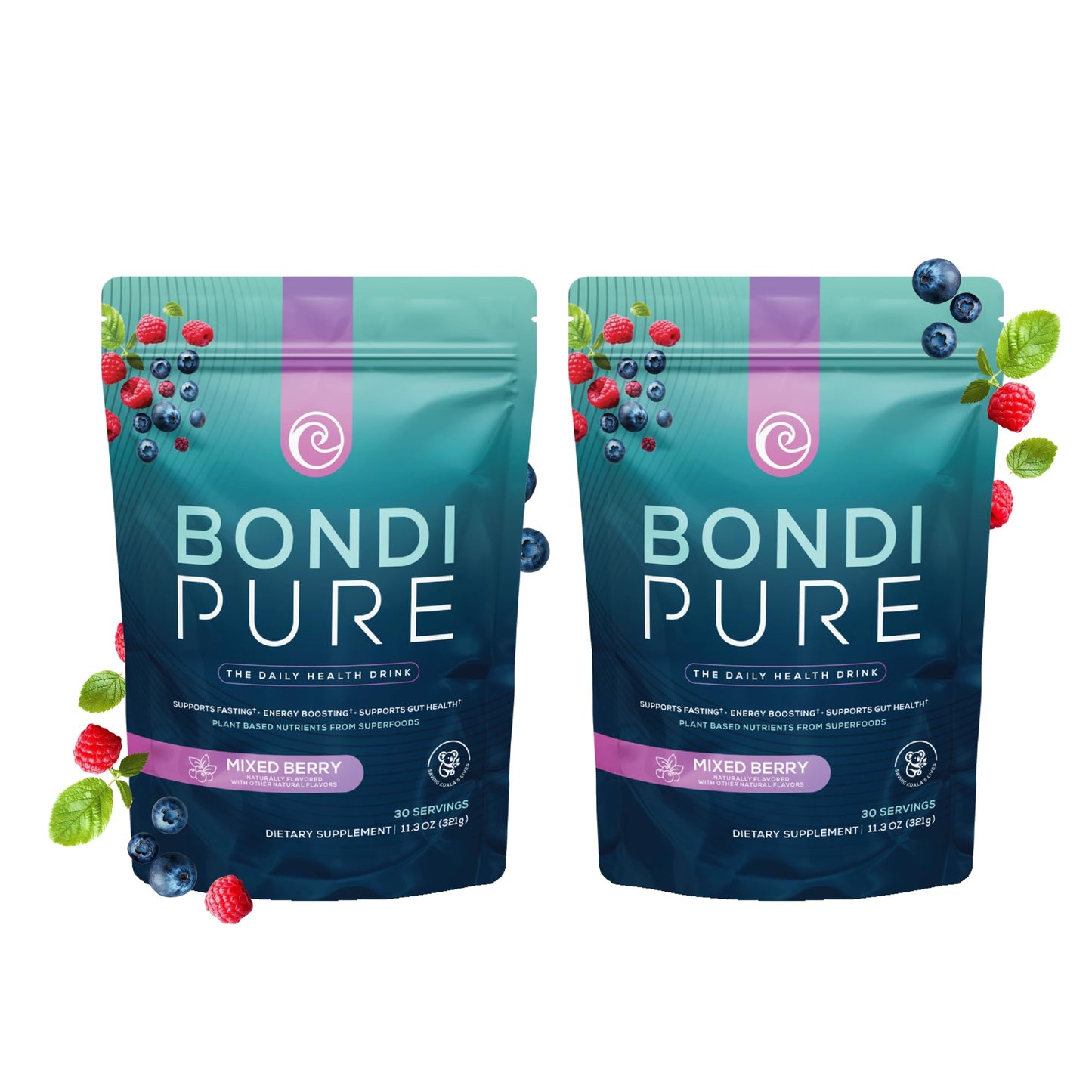 Bondi Pure Daily Health & Detox Drink Berry Powder 13.4